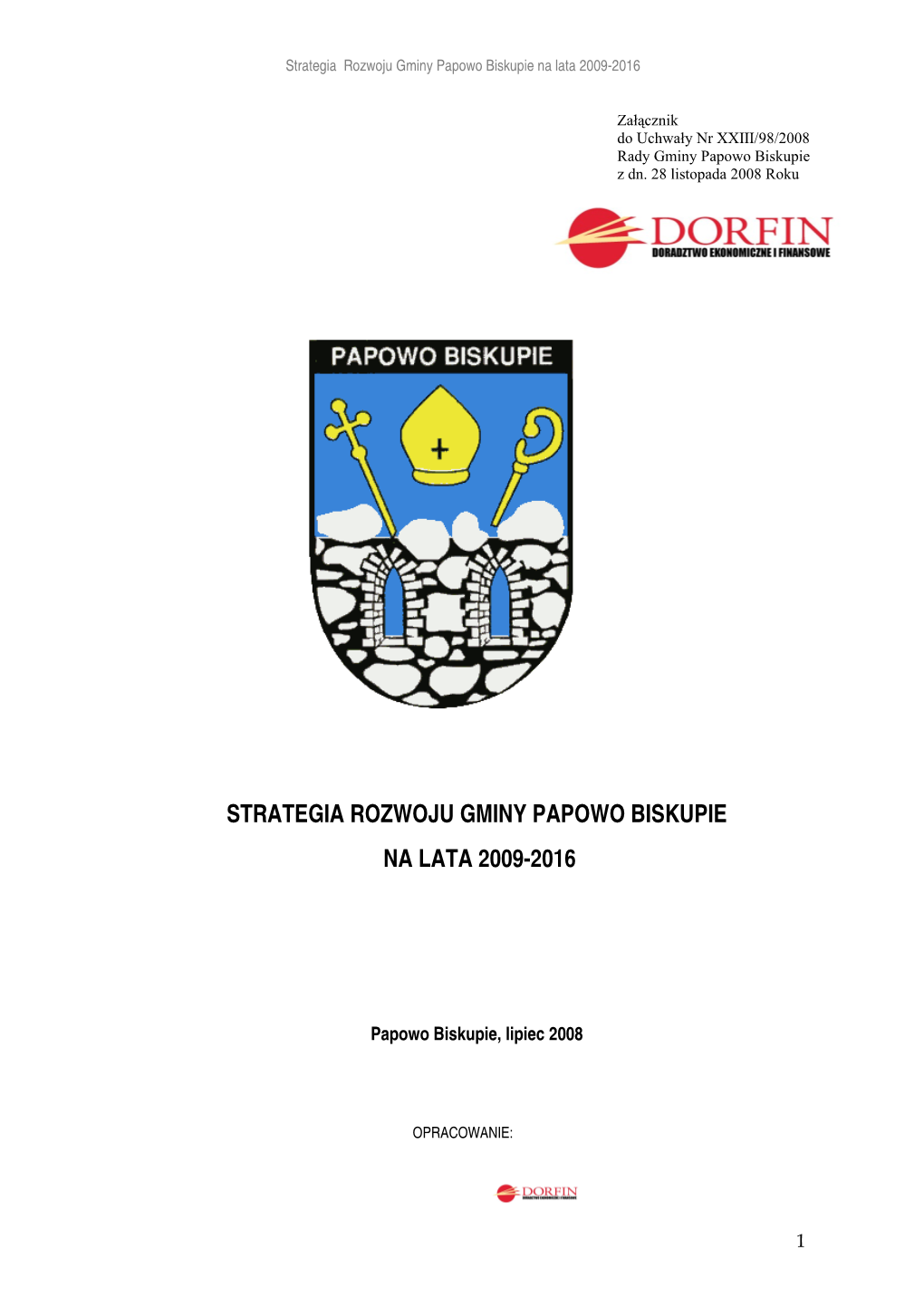 Strategia Rozwoju Gminy Papowo Biskupie Na Lata 2009-2016