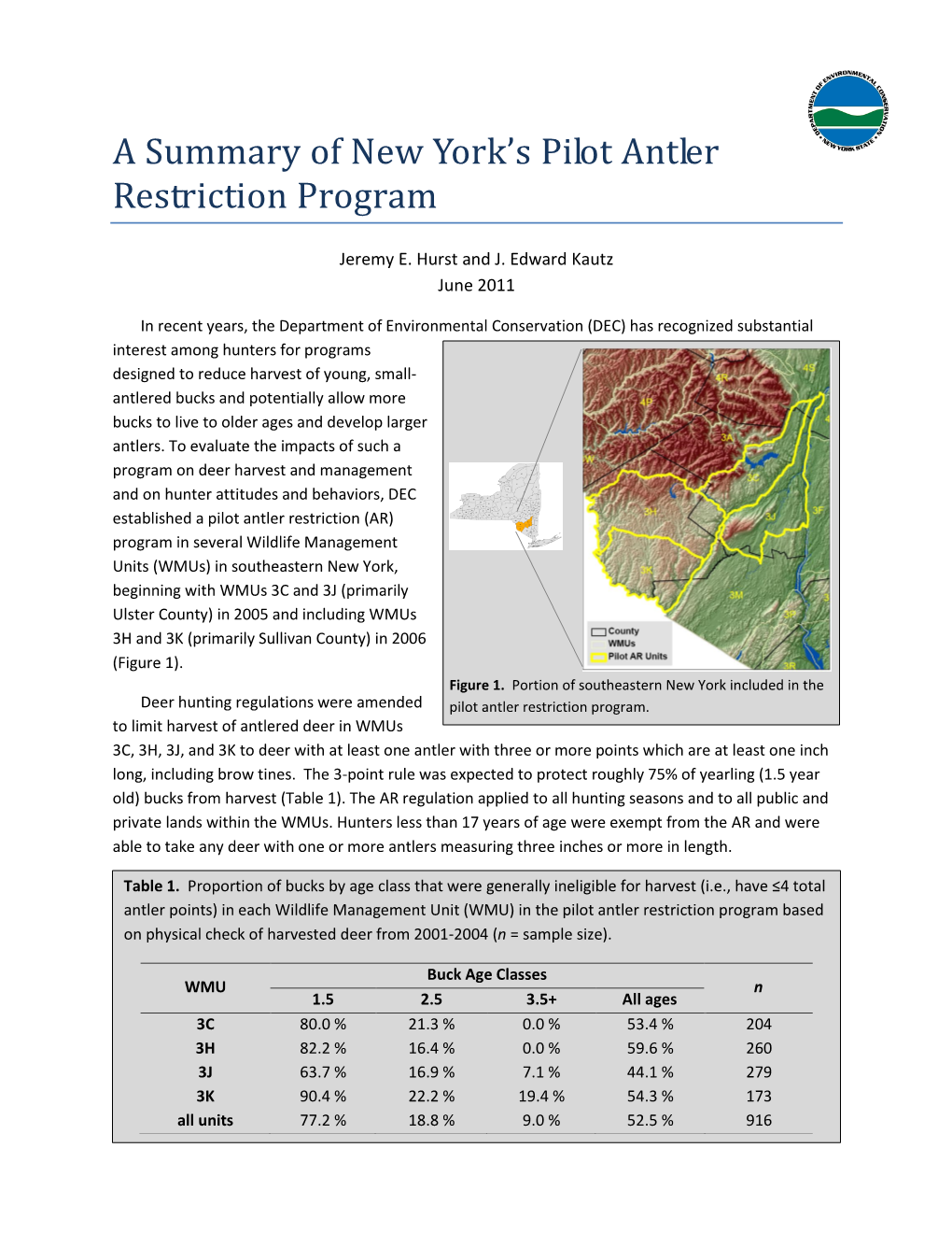 A Summary of New York's Pilot Antler Restriction Program (PDF)