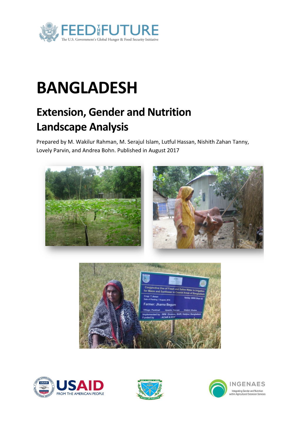 BANGLADESH Extension, Gender and Nutrition Landscape Analysis