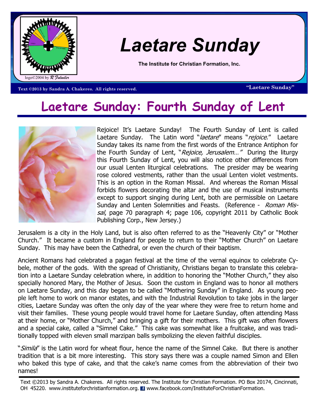 ICF Laetare Sunday Bulletin