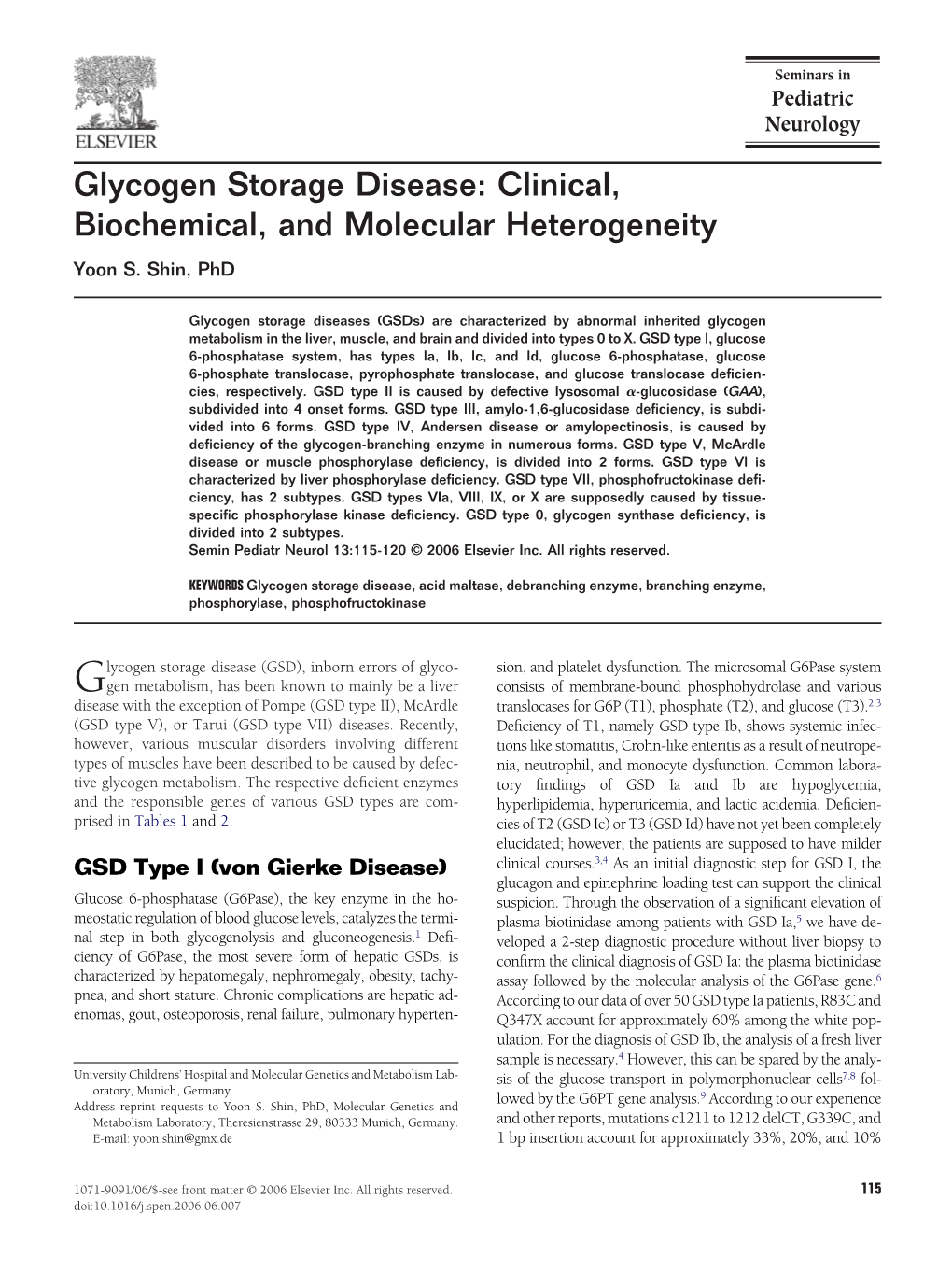 Glycogen Storage Disease Article