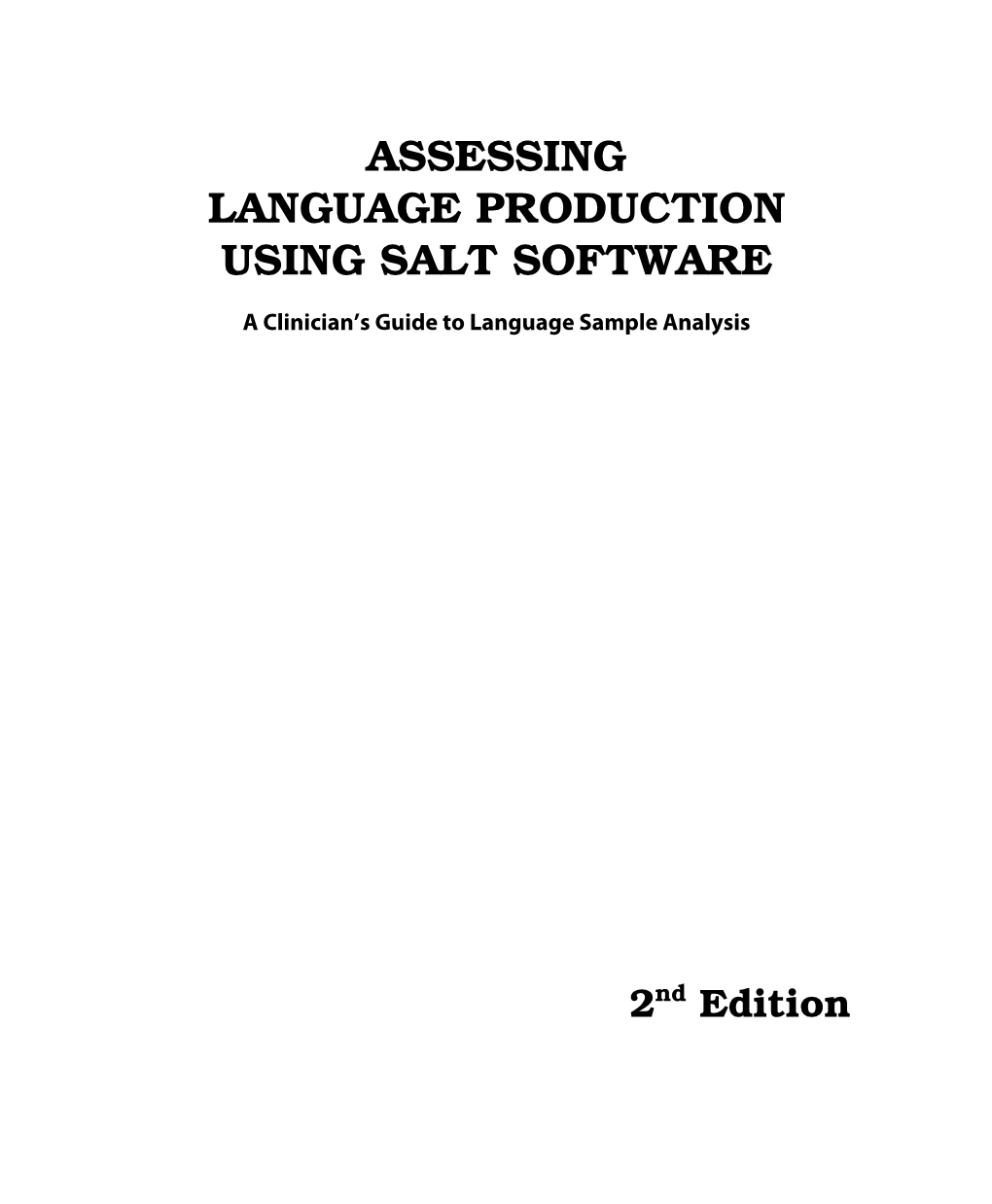 Assessing Language Production Using Salt Software