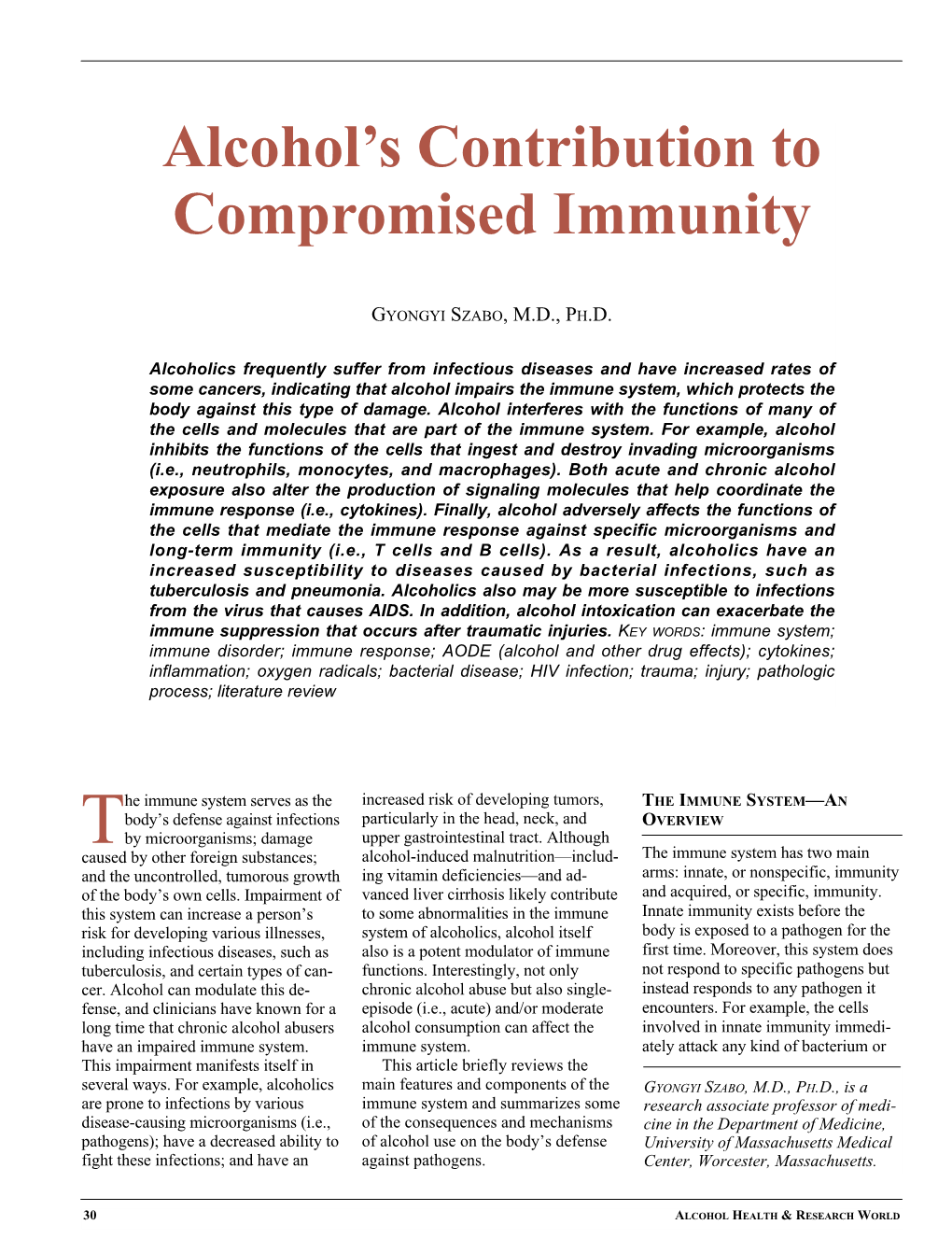 Alcohol's Contribution to Compromised Immunity