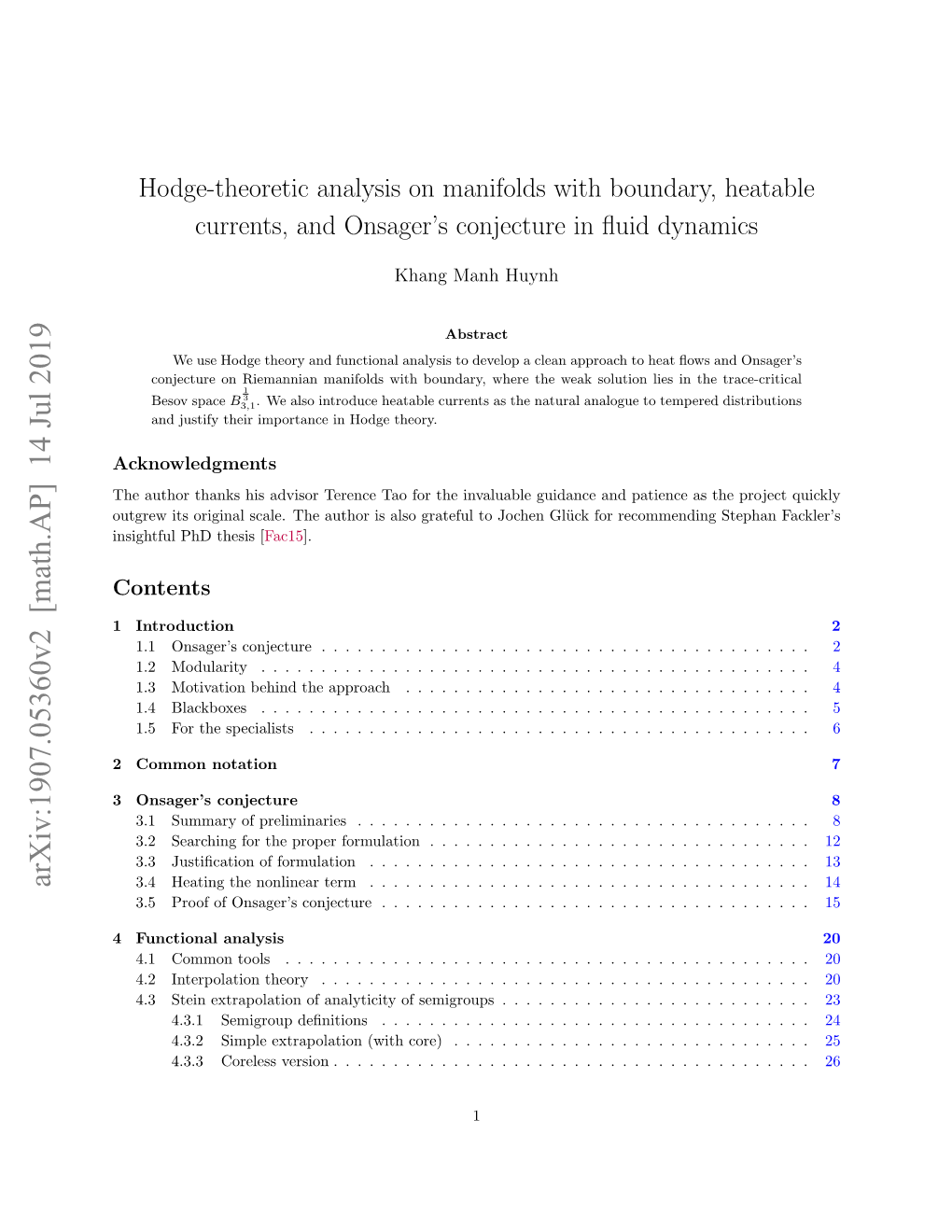 Hodge-Theoretic Analysis on Manifolds with Boundary, Heatable Currents, and Onsager’S Conjecture in ﬂuid Dynamics