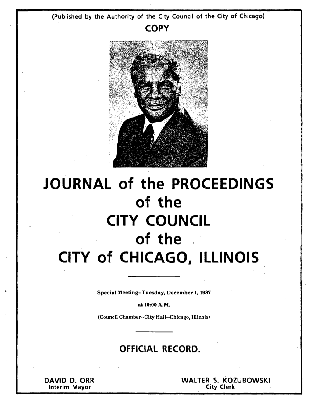 JOURNAL of the PROCEEDINGS of the CITY COUNCIL of the CITY of CHICAGO, ILLINOIS