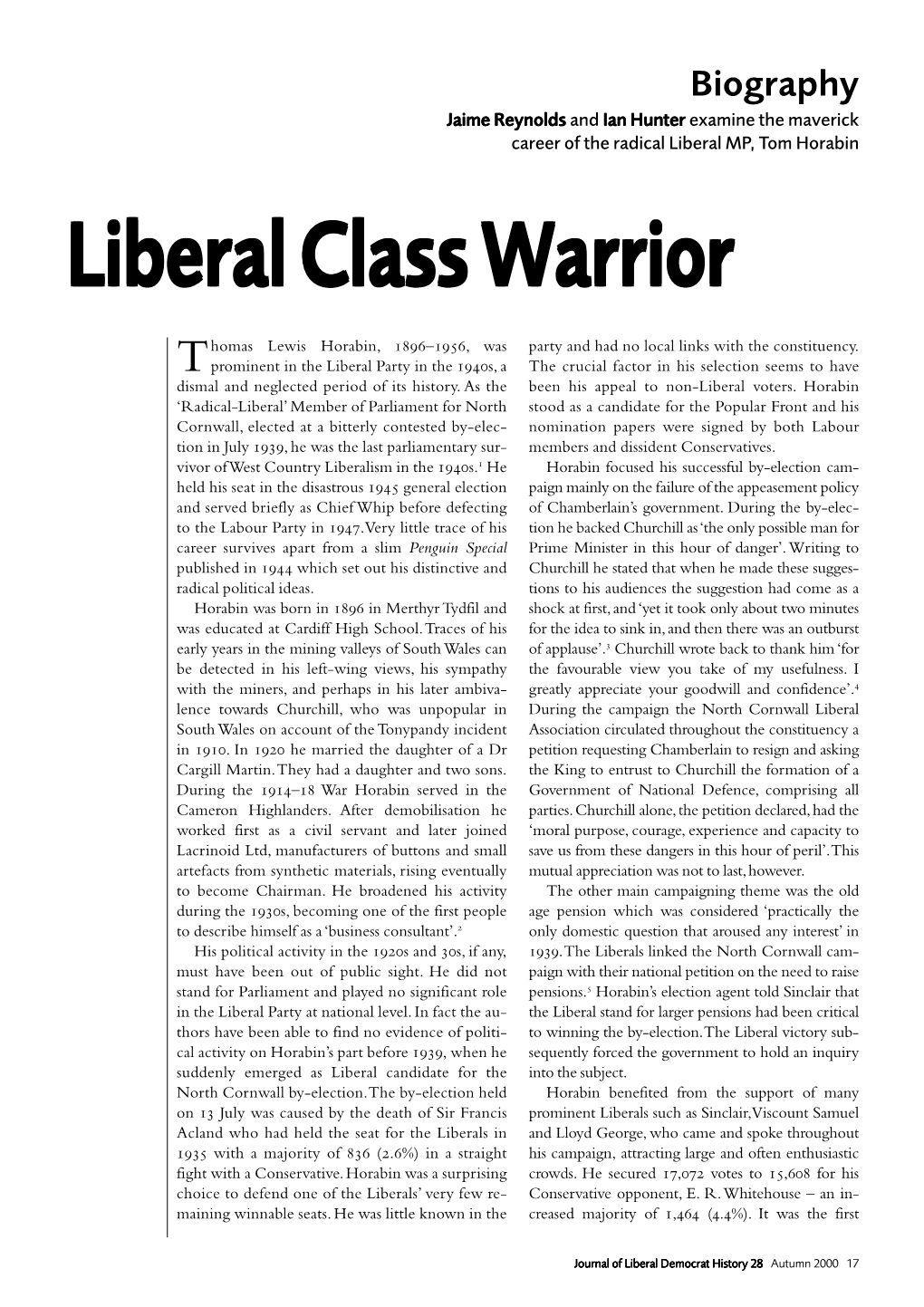 28 Reynolds Liberal Class Warrior