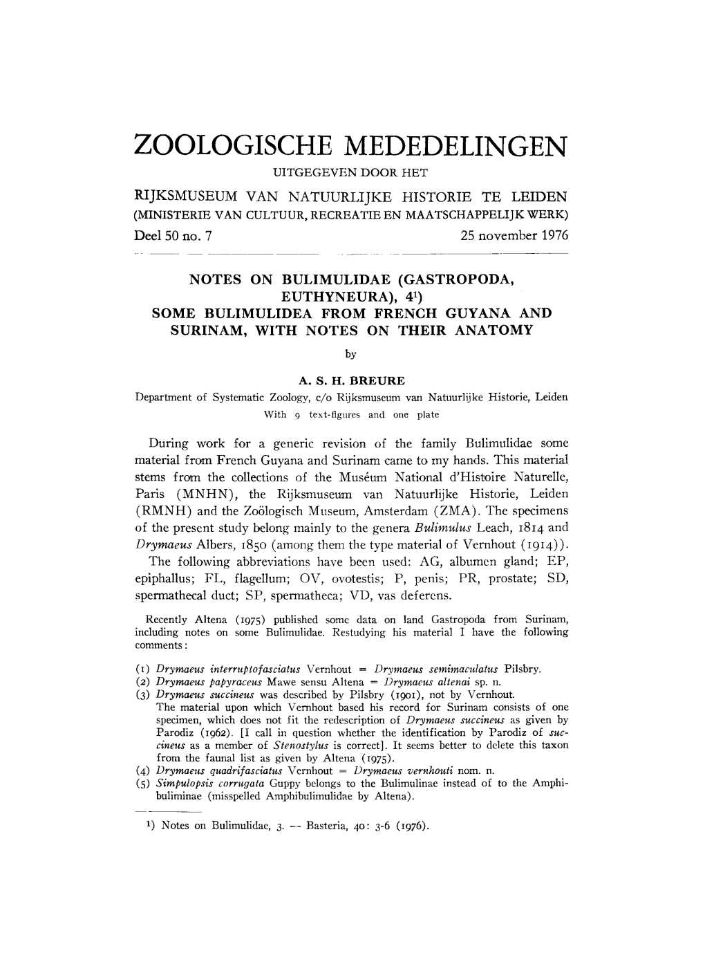 Zoologische Mededelingen