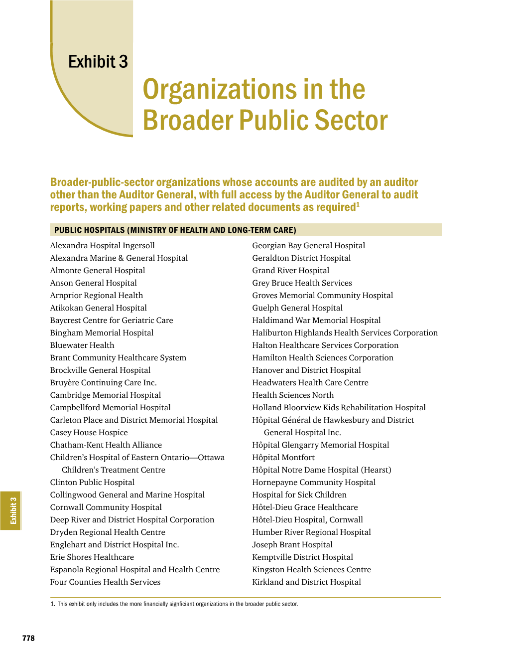 Exhibit 3 Organizations in the Broader Public Sector