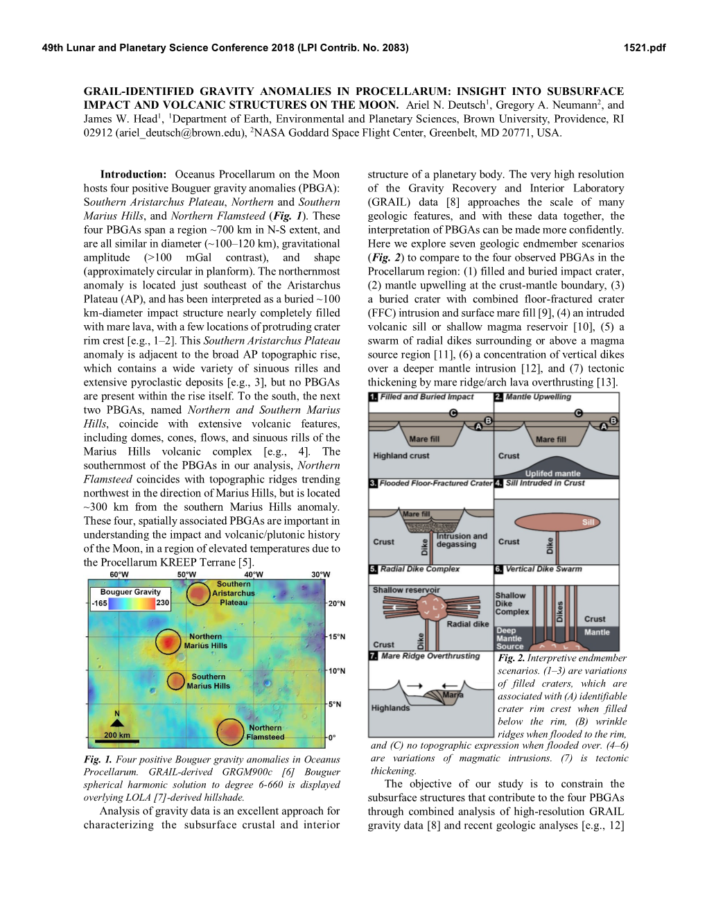 Grail-Identified Gravity Anomalies in Procellarum: Insight Into Subsurface Impact and Volcanic Structures on the Moon