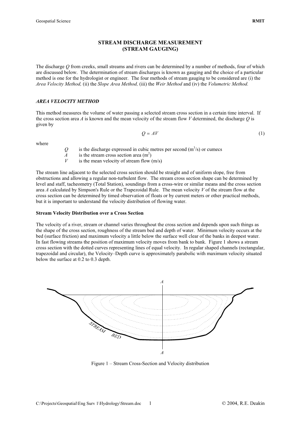 Calculation of Flood Discharge Q Using