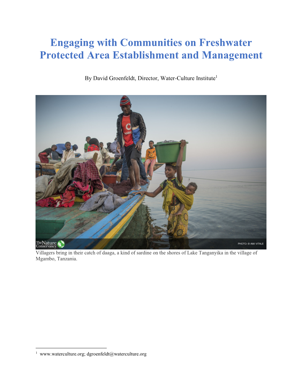 Engaging with Communities on Freshwater Protected Area Establishment and Management