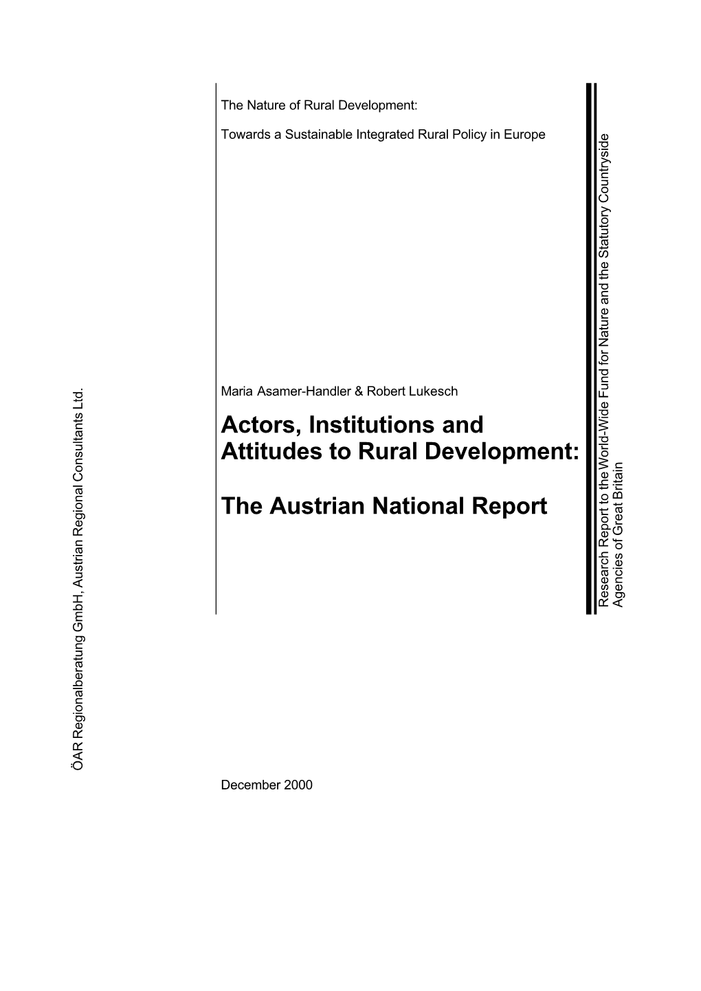 Actors, Institutions and Attitudes to Rural Development: World-Wide Fund for Nature and the Statutory Countryside