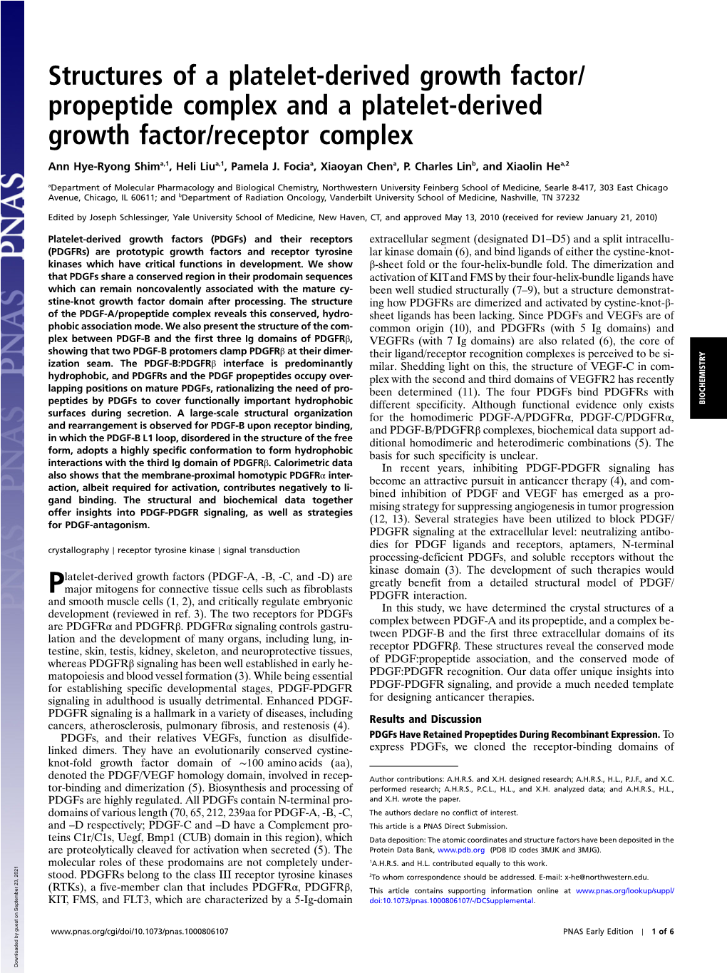 Structures of a Platelet-Derived Growth Factor/ Propeptide Complex and a Platelet-Derived Growth Factor/Receptor Complex