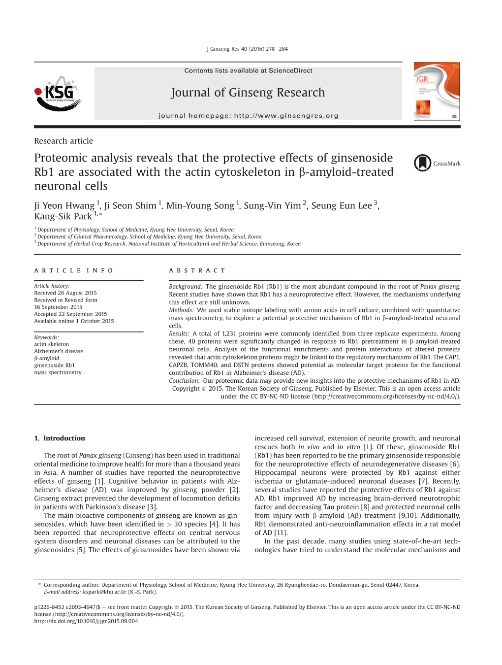 Proteomic Analysis Reveals That the Protective Effects of Ginsenoside Rb1 Are Associated with the Actin Cytoskeleton in B-Amyloid-Treated Neuronal Cells