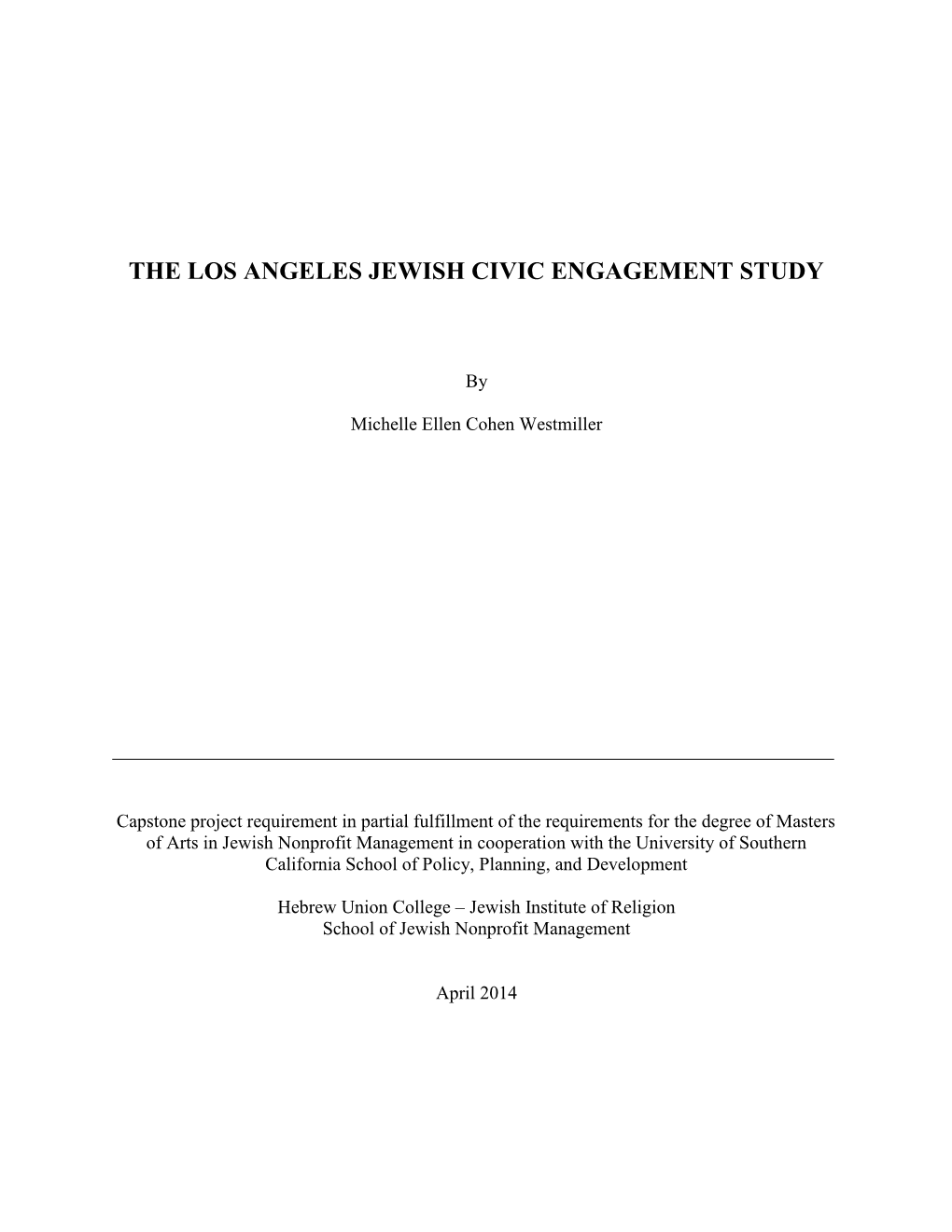 The Los Angeles Jewish Civic Engagement Study
