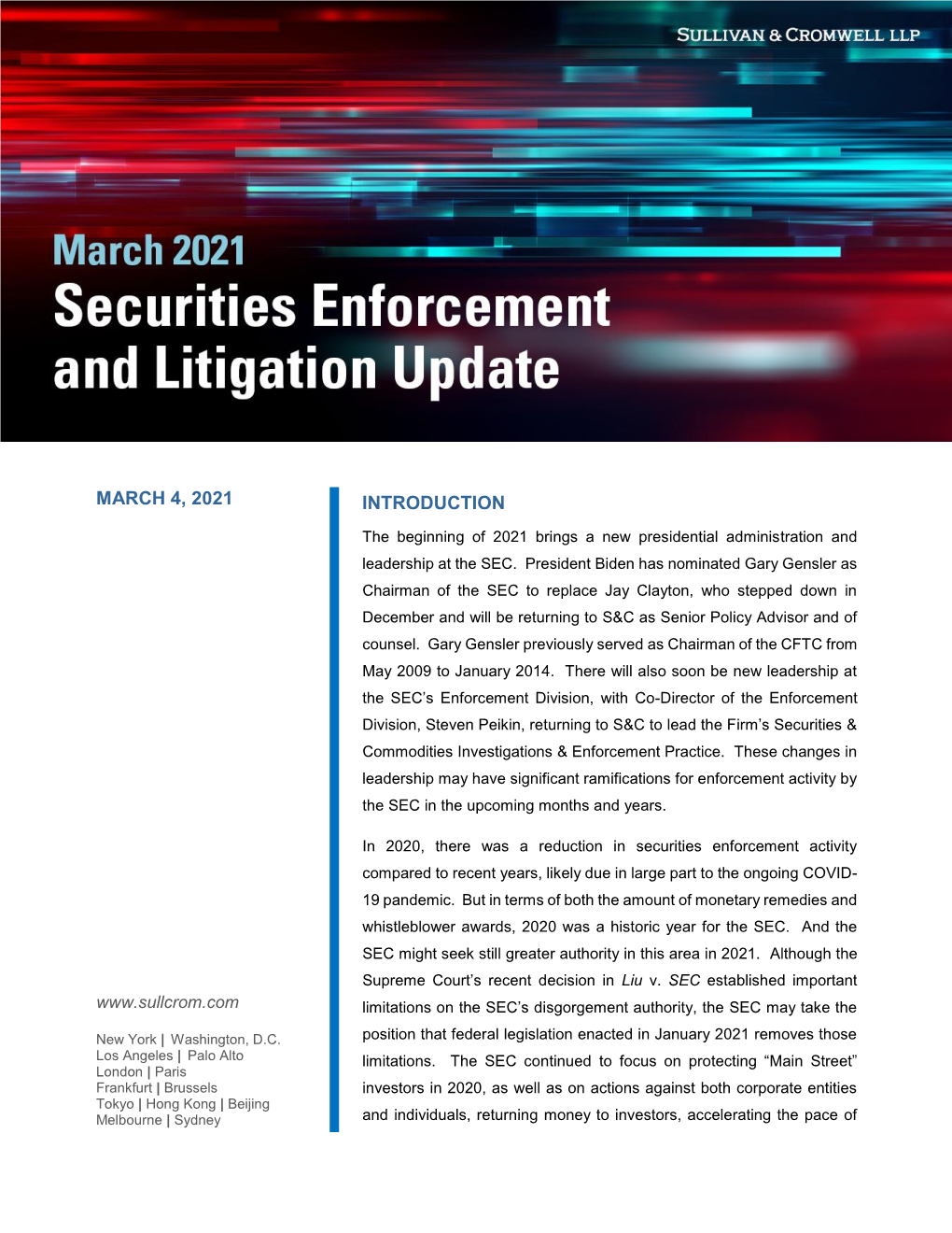 Securities Enforcement and Litigation Update Part 1 – Securities Enforcement