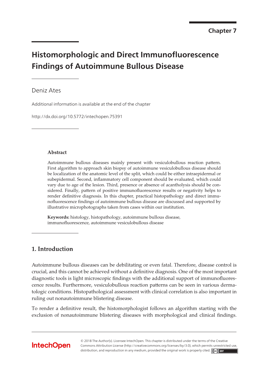 Histomorphologic and Direct Immunofluorescence Findings of Autoimmune Bullous Disease