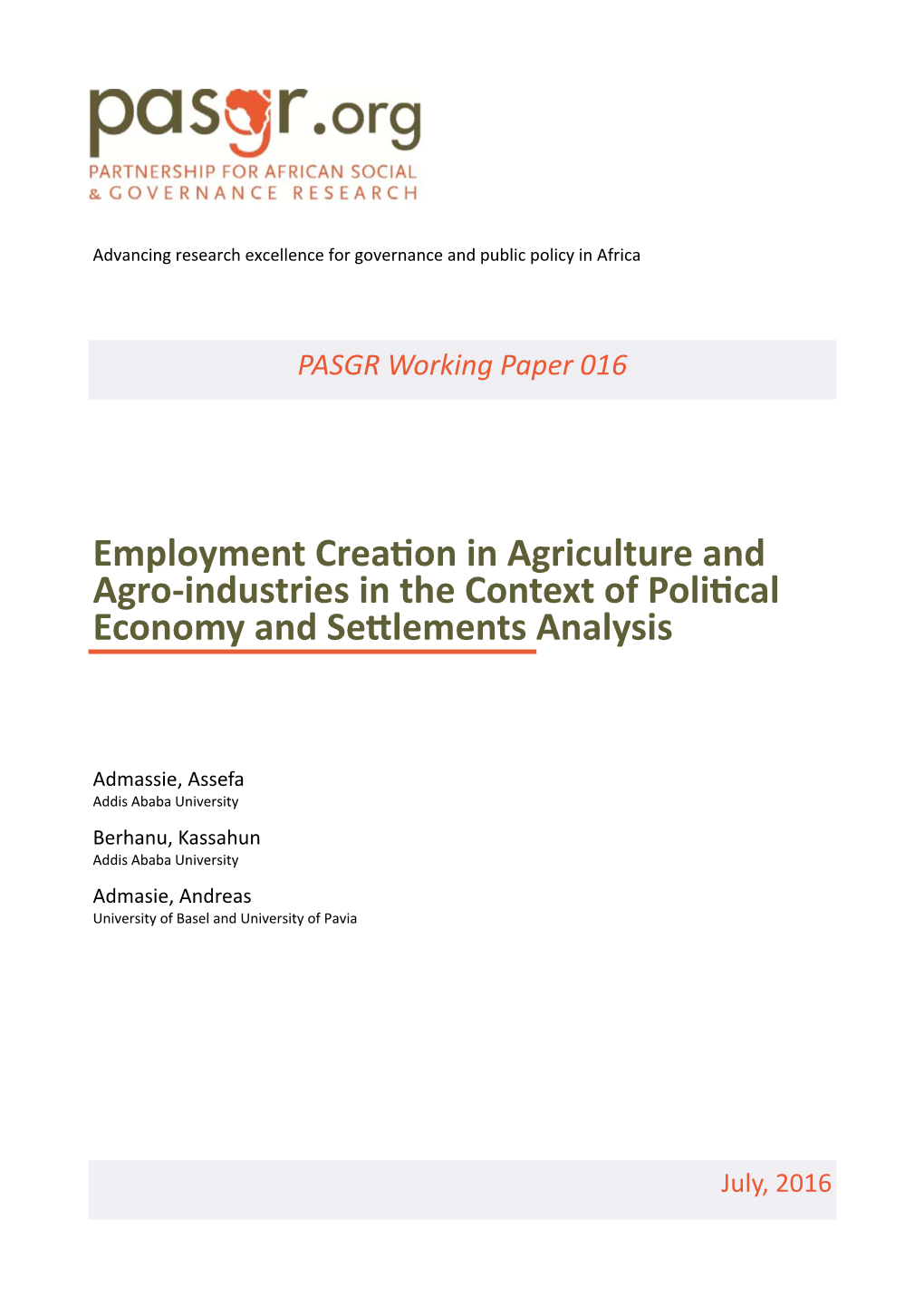 Employment Creaon in Agriculture and Agro‐Industries in the Context