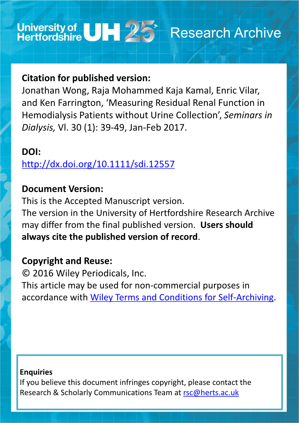 Seminars in Dialysis, Vl