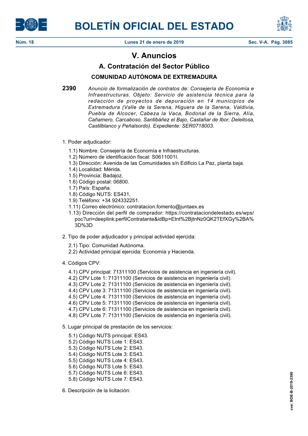 Anuncio 2390 Del BOE Núm. 18 De 2019