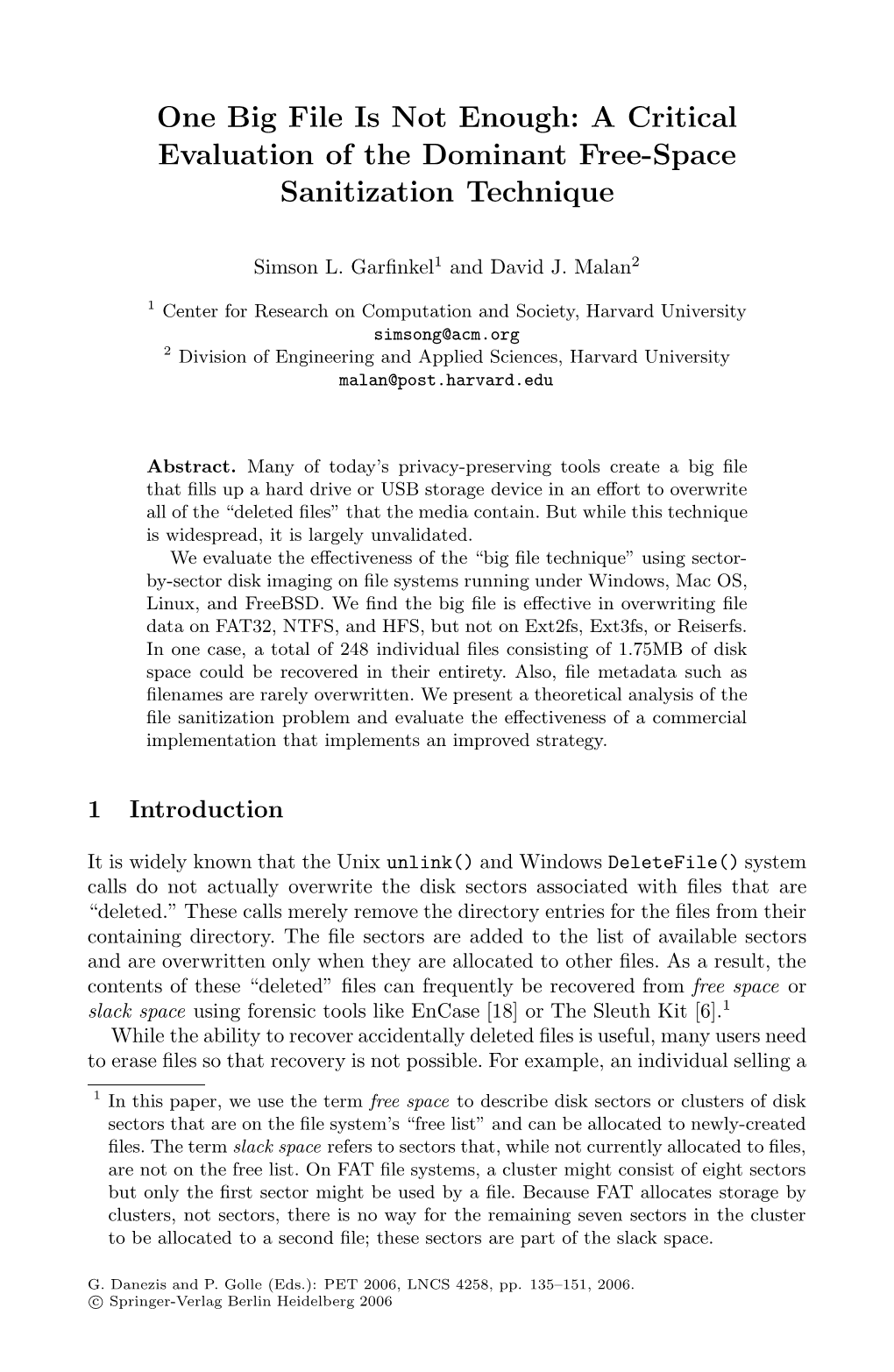 One Big File Is Not Enough: a Critical Evaluation of the Dominant Free-Space Sanitization Technique