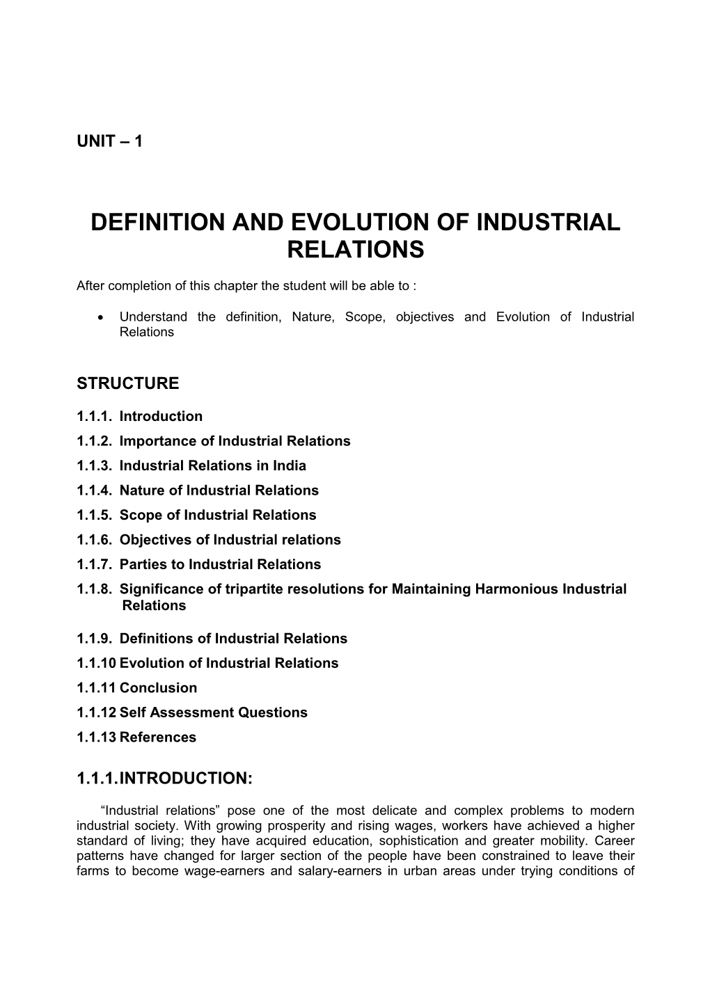 Definition and Evolution of Industrial Relations