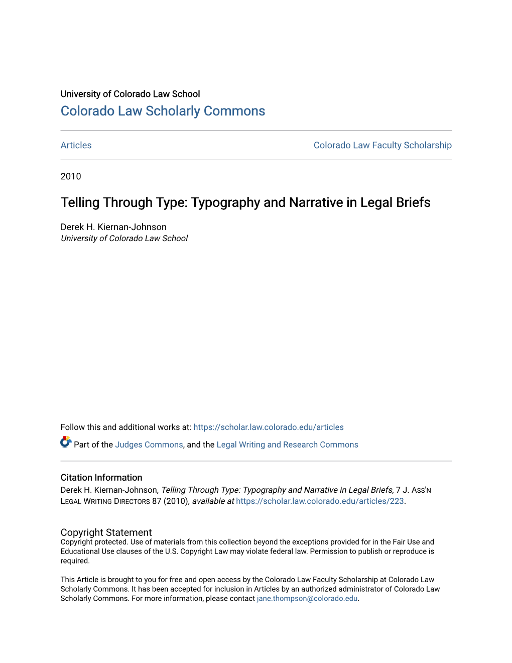 Telling Through Type: Typography and Narrative in Legal Briefs