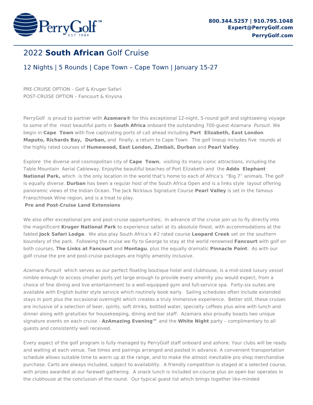 2022 South African Golf Cruise