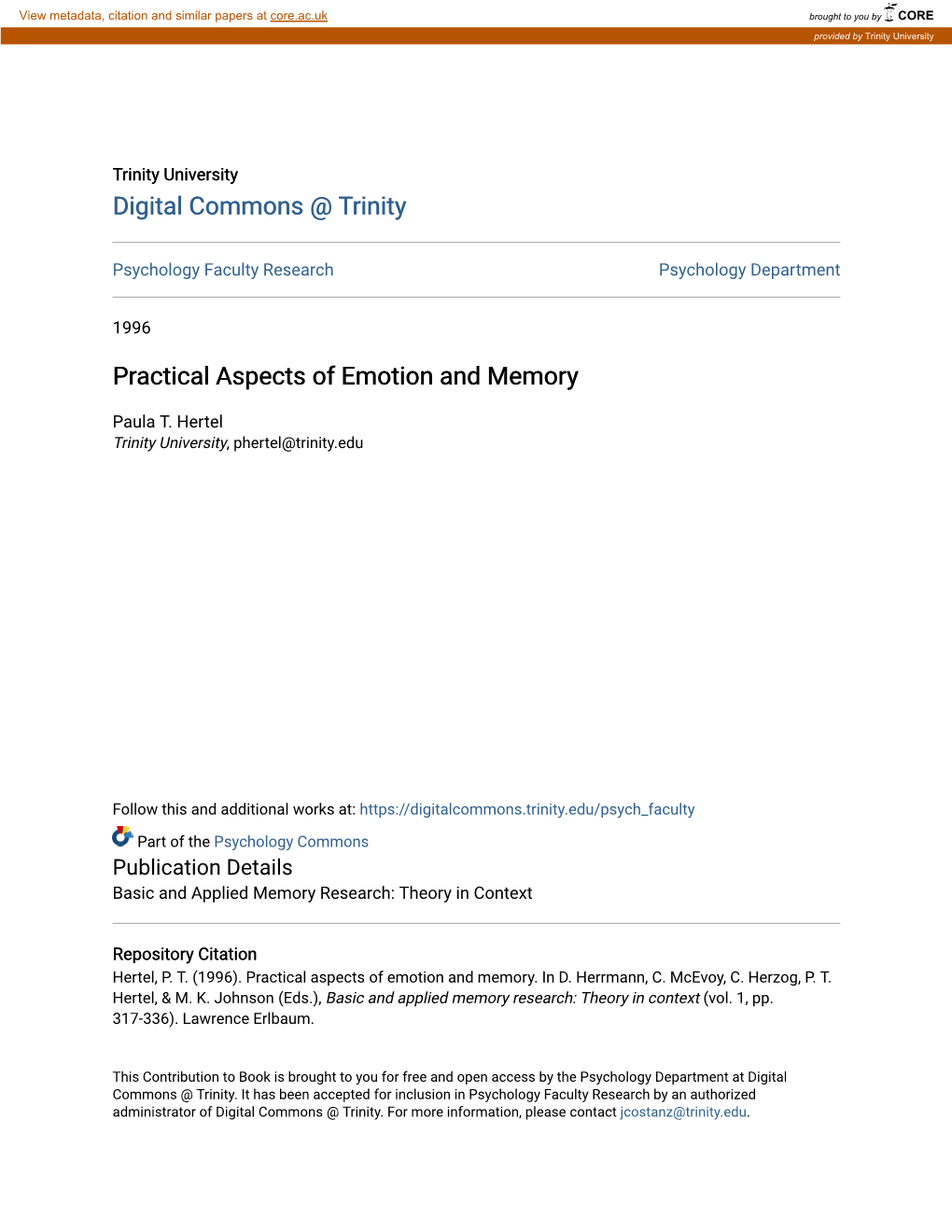 Practical Aspects of Emotion and Memory