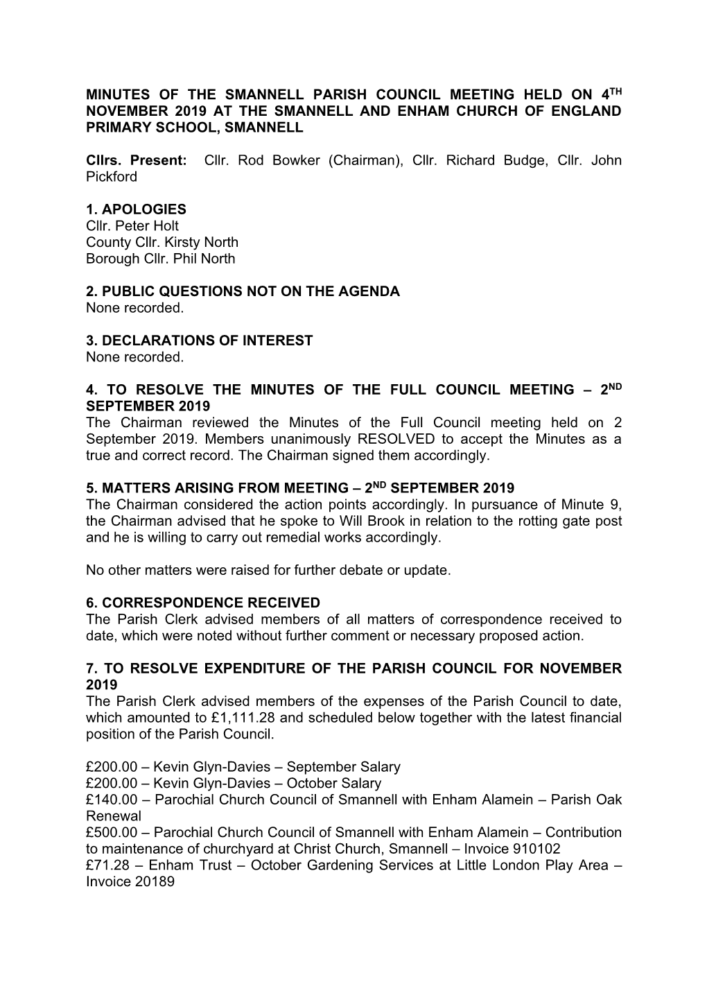 Full Council Minutes