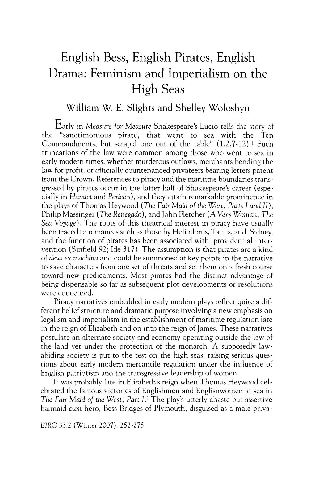 Feminism and Imperialism on the High Seas William W