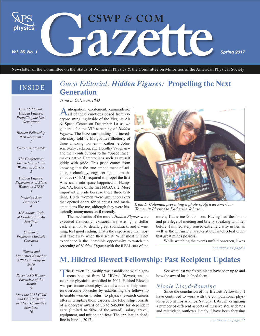 Gazette Spring 2017, Vol. 36,. No. 1