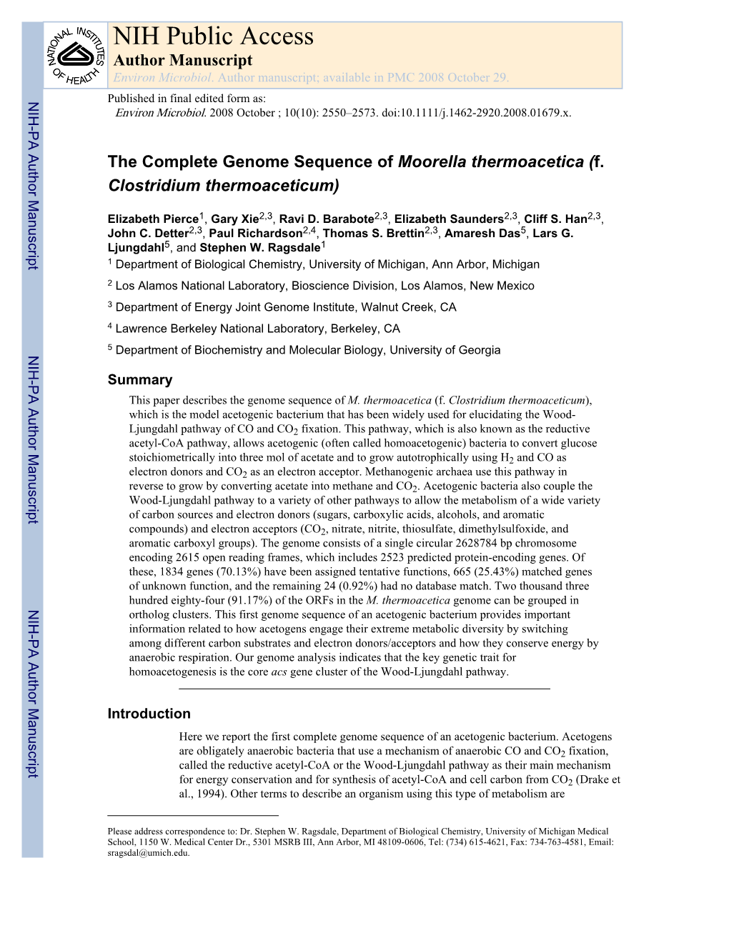 NIH Public Access Author Manuscript Environ Microbiol