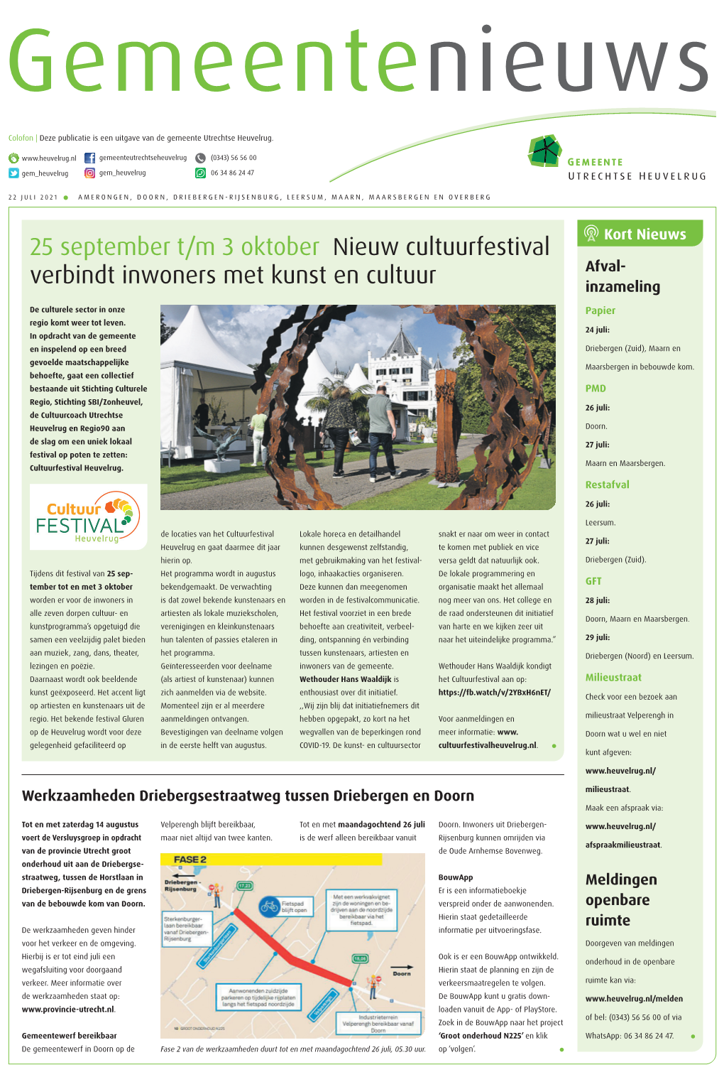 25 September T/M 3 Oktober Nieuw Cultuurfestival Afval- Verbindt Inwoners Met Kunst En Cultuur Inzameling