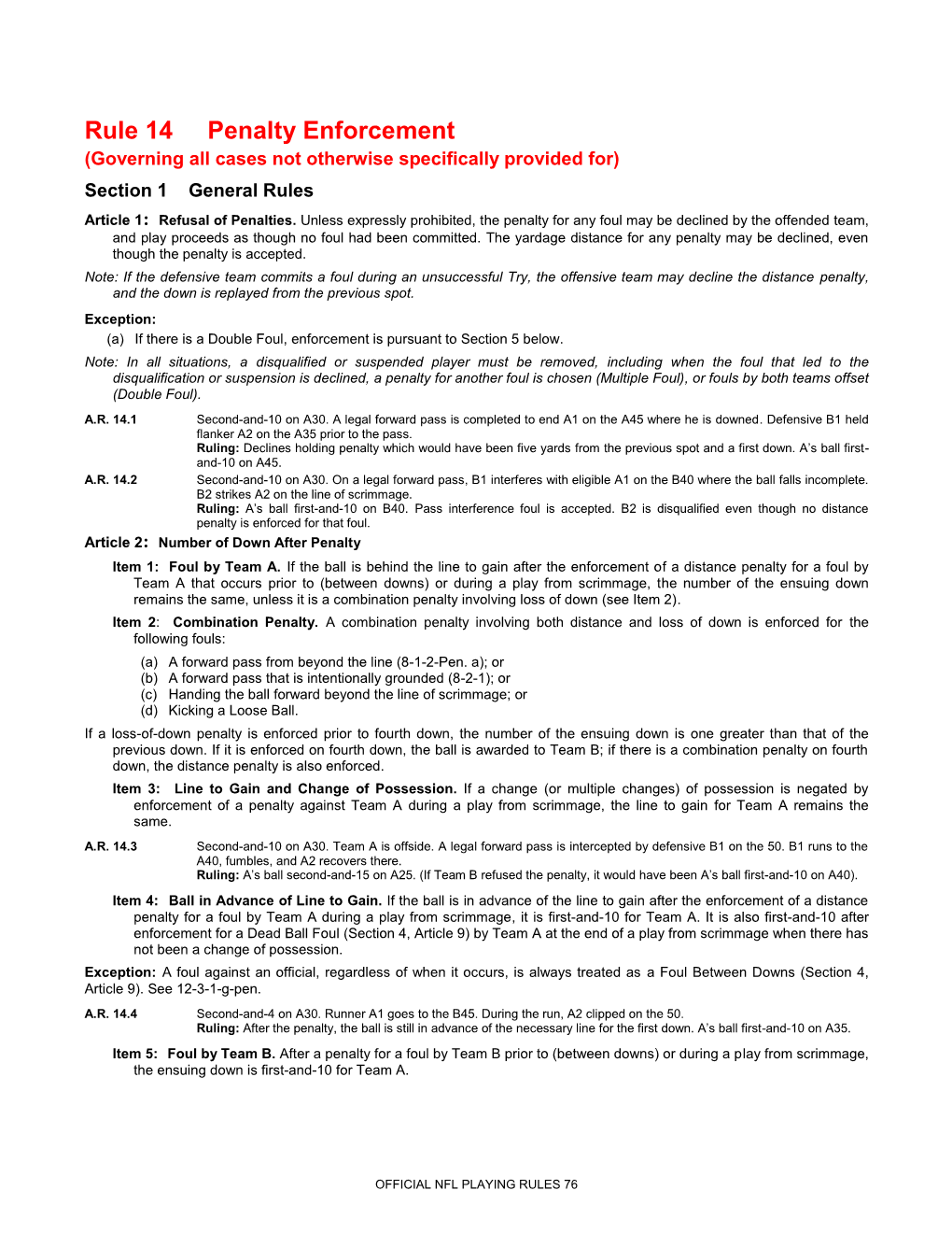 Rule 14 Penalty Enforcement (Governing All Cases Not Otherwise Specifically Provided For)