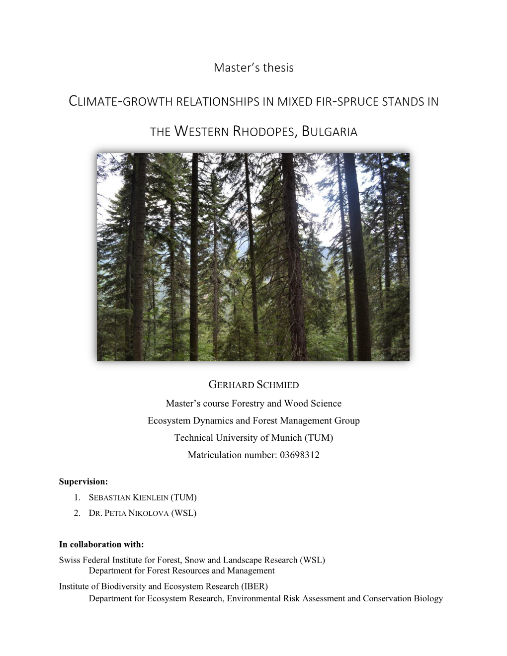 Master's Thesis CLIMATE-GROWTH RELATIONSHIPS in MIXED FIR