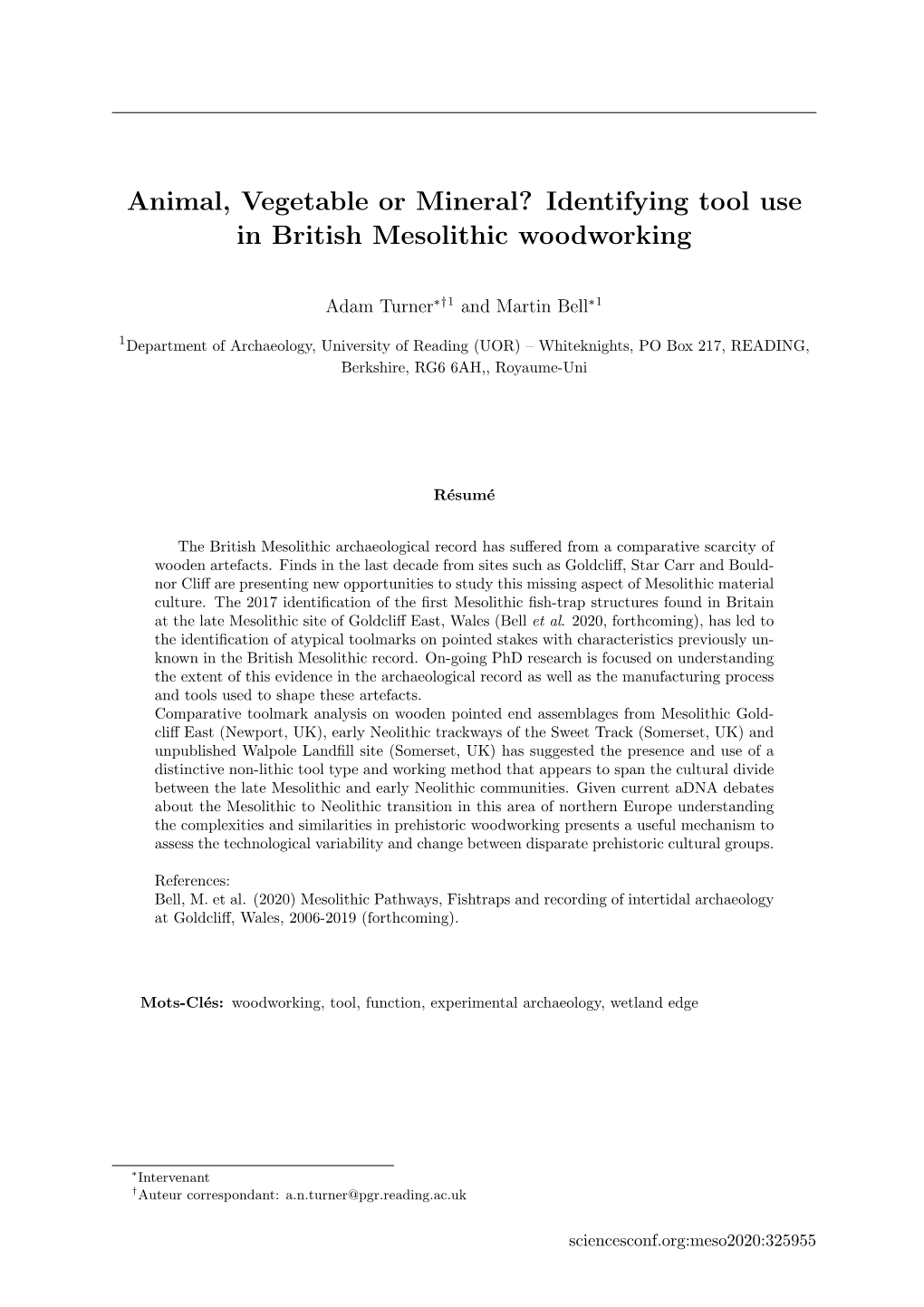Identifying Tool Use in British Mesolithic Woodworking
