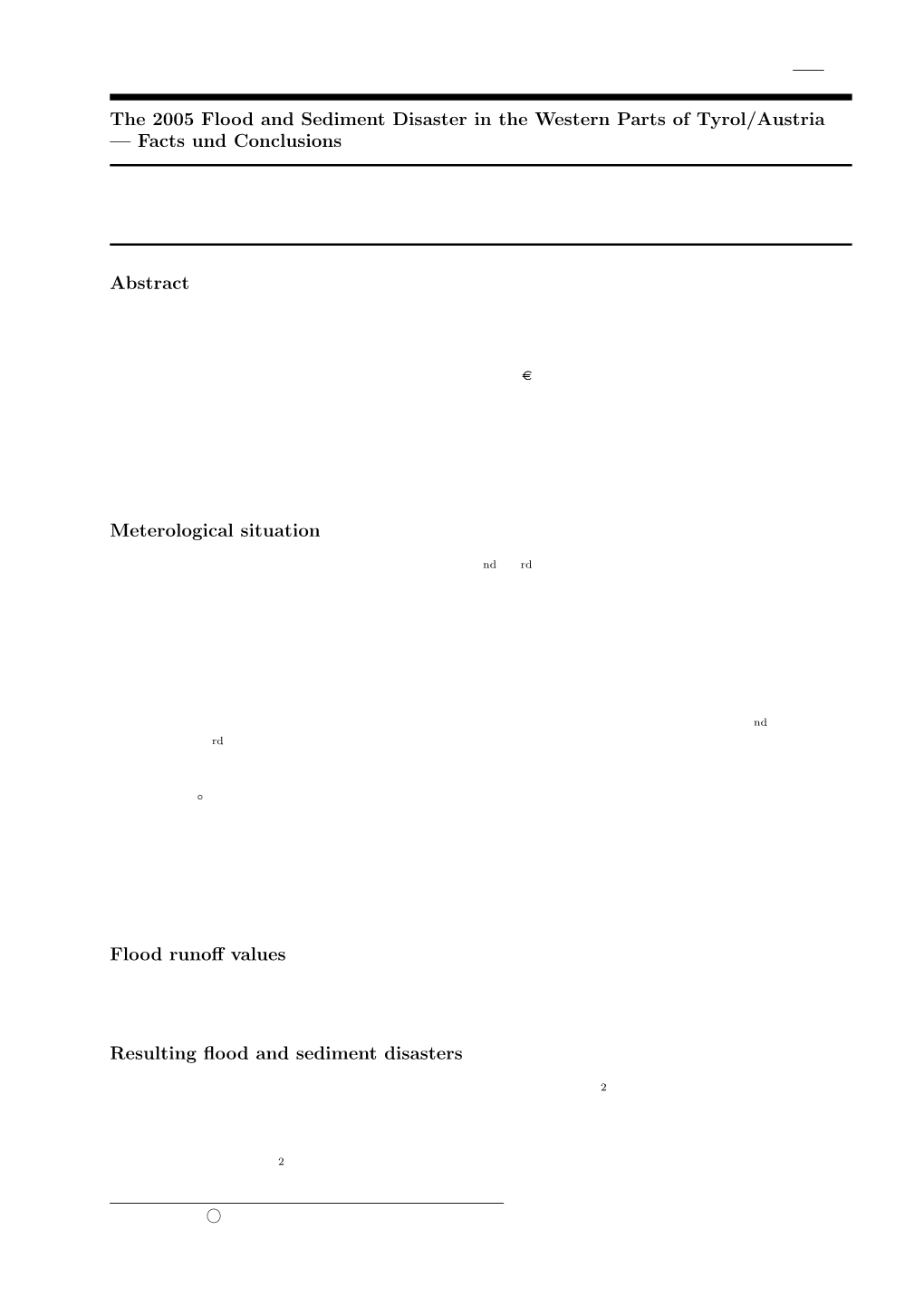 The 2005 Flood and Sediment Disaster in the Western Parts of Tyrol/Austria — Facts Und Conclusions