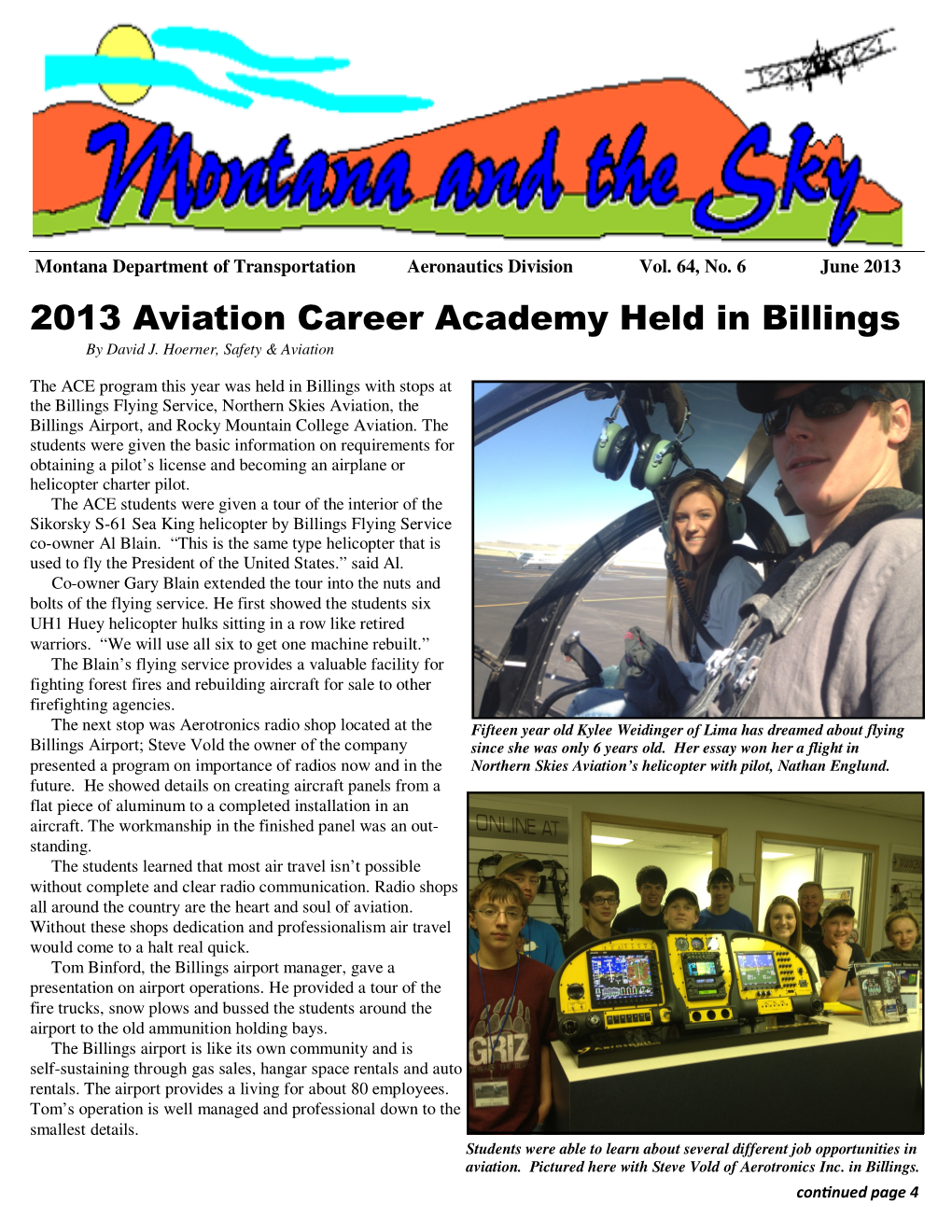Montana and the Sky Newsletter June 2013