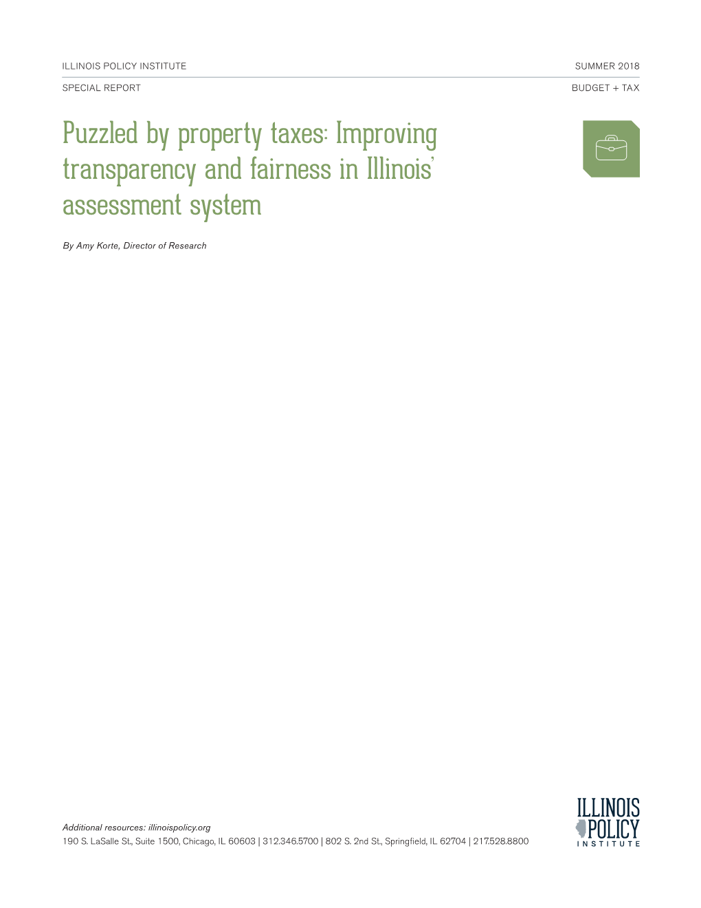 Puzzled by Property Taxes: Improving Transparency and Fairness in Illinois’ Assessment System