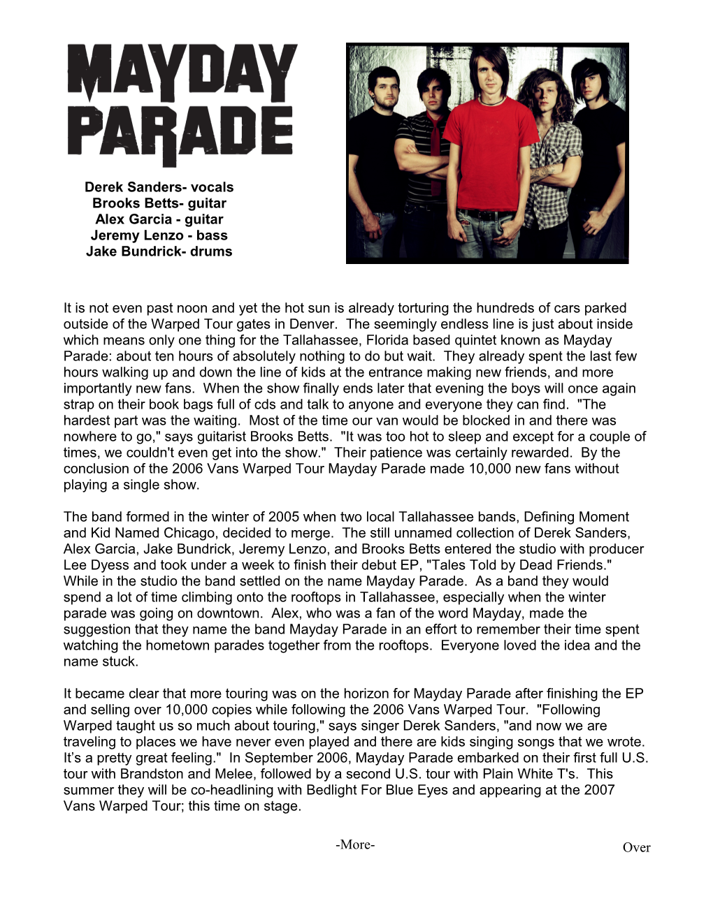 Mayday Parade Bio