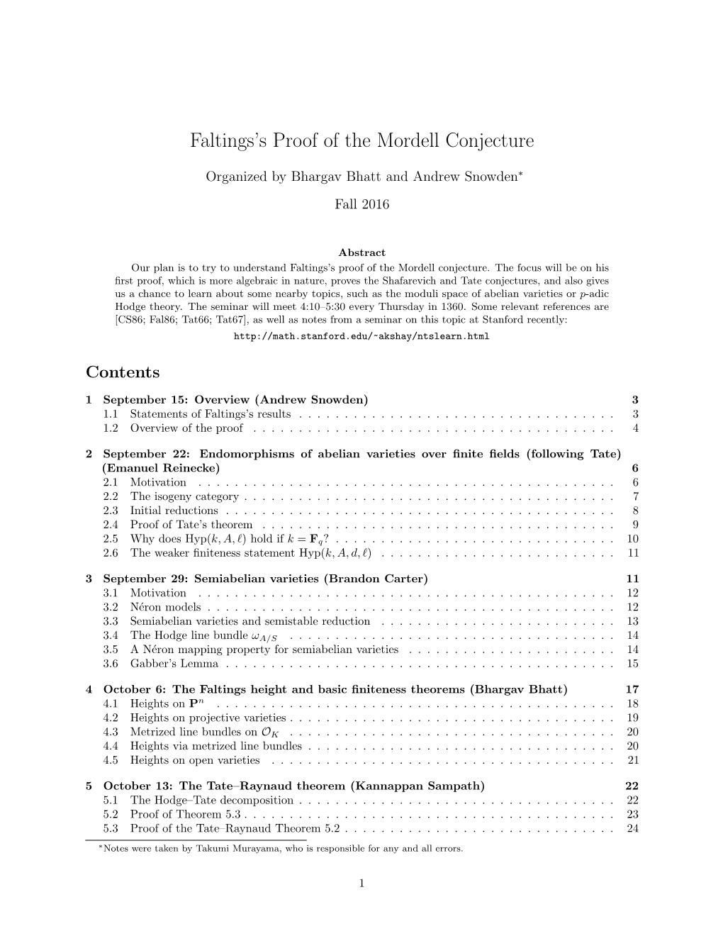 Faltings's Proof of the Mordell Conjecture