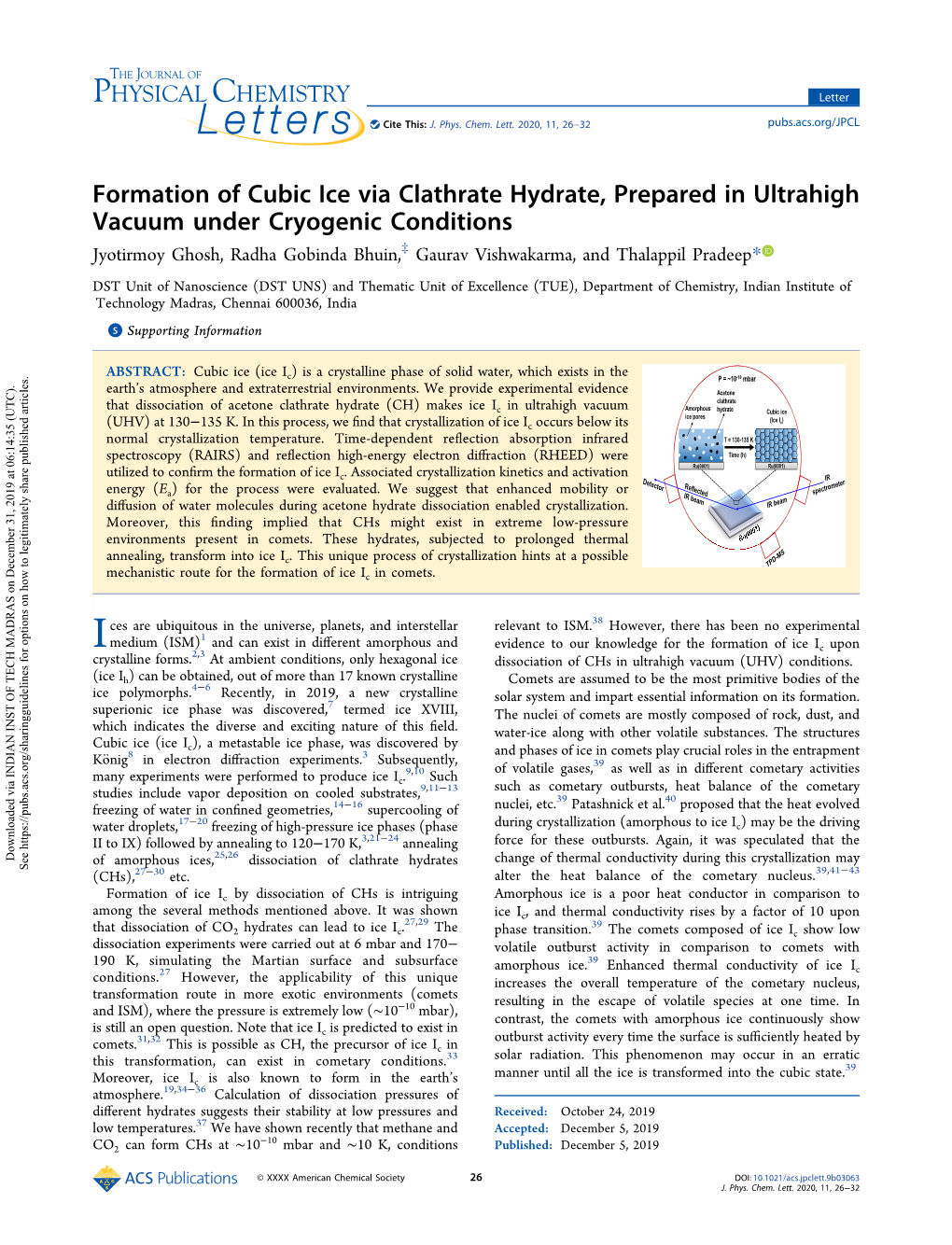 Formation of Cubic Ice Via Clathrate Hydrate, Prepared in Ultrahigh Vacuum Under Cryogenic Conditions