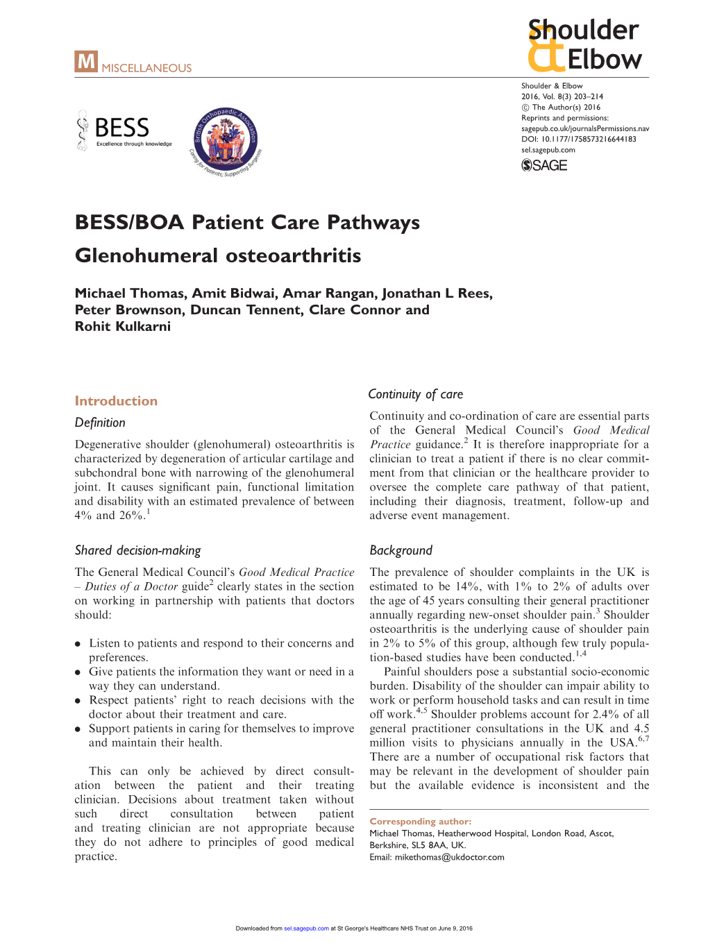 Glenohumeral Osteoarthritis