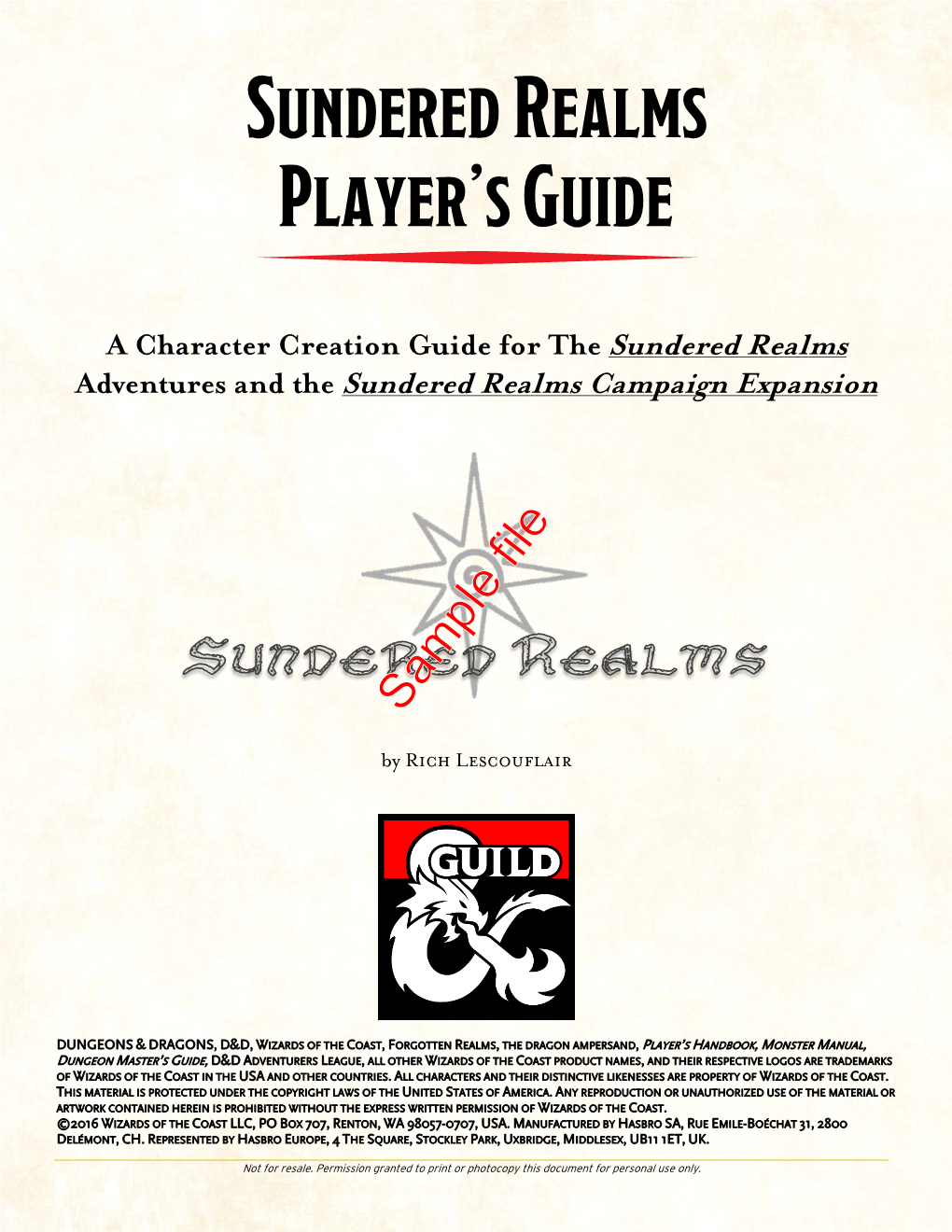 Sundered Realms Player's Guide