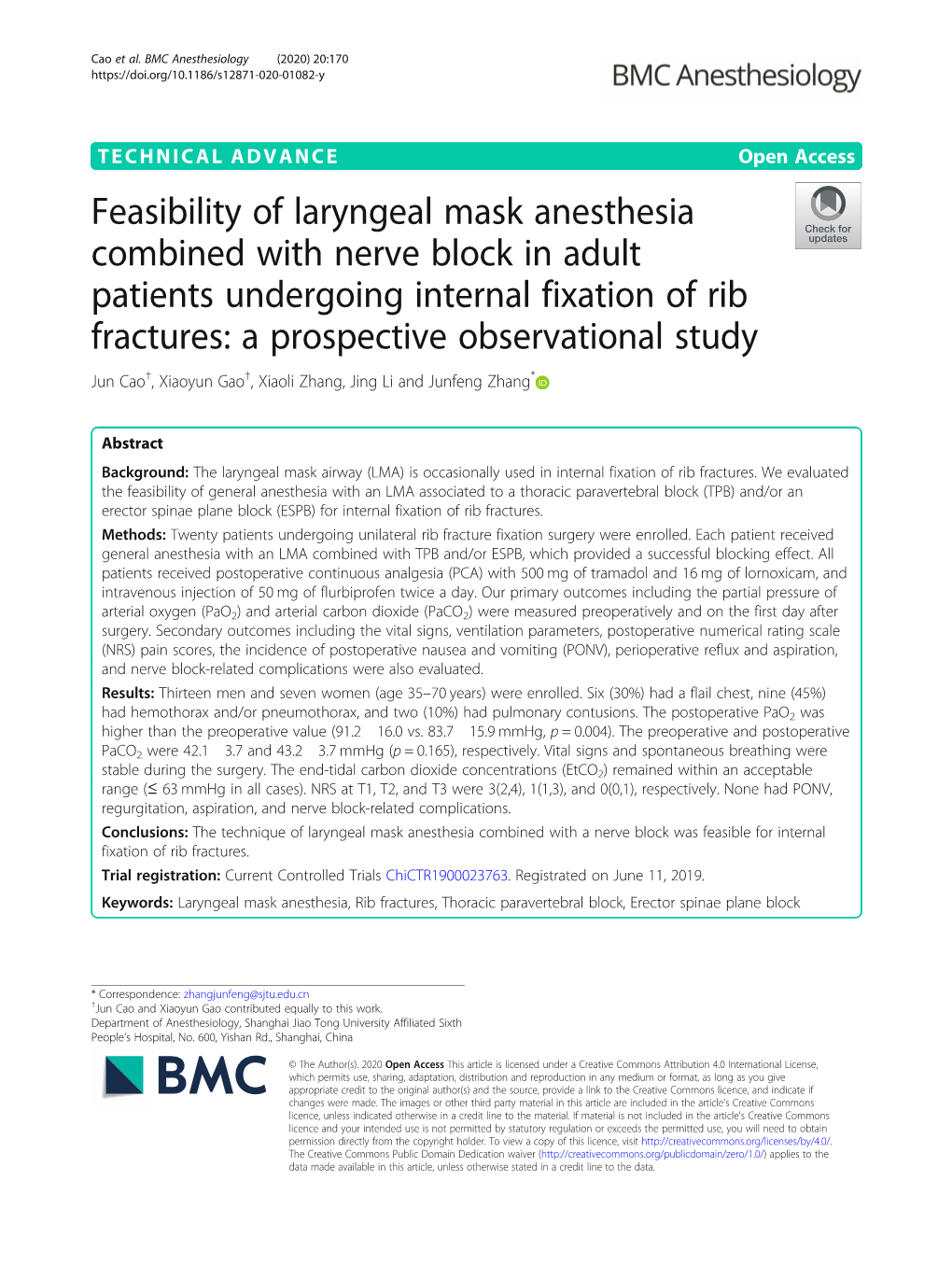 Feasibility of Laryngeal Mask Anesthesia Combined with Nerve