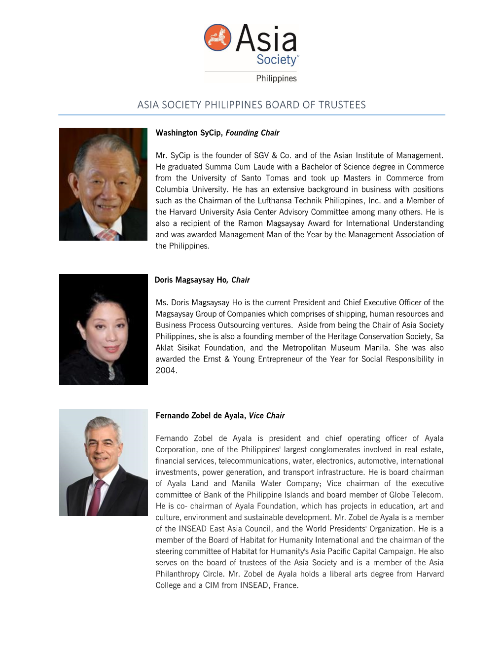 Asia Society Philippines Board of Trustees