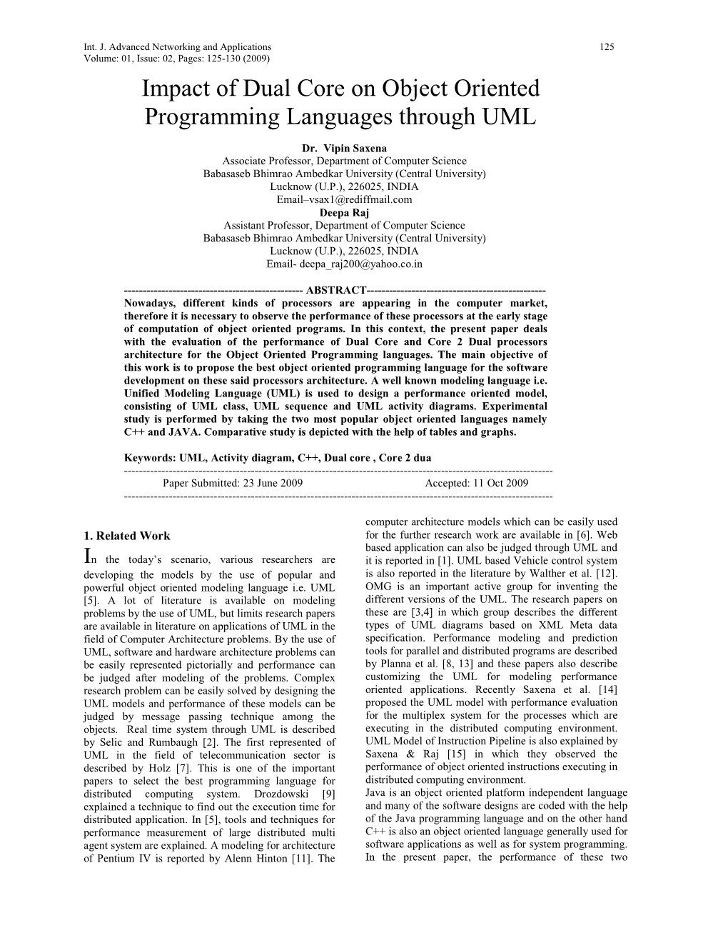 Impact of Dual Core on Object Oriented Programming Languages Through UML