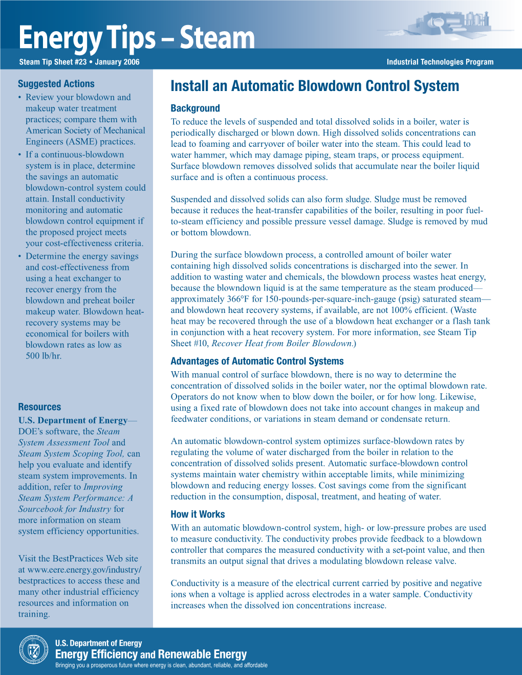 Install an Automatic Blowdown Control System