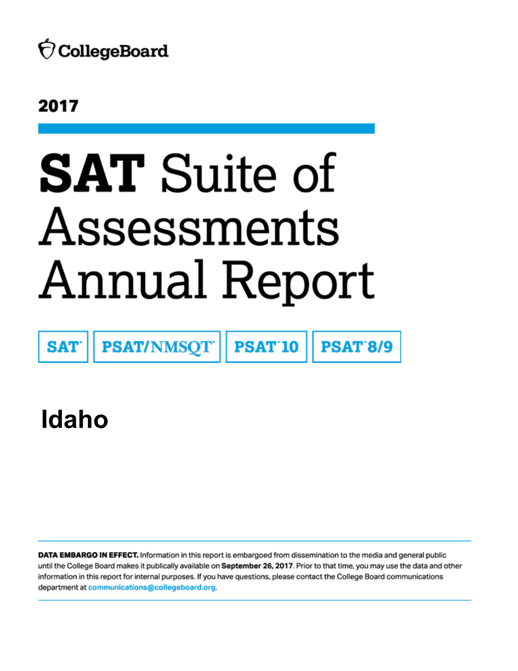 2017 Idaho SAT Suite of Assessments Annual Report